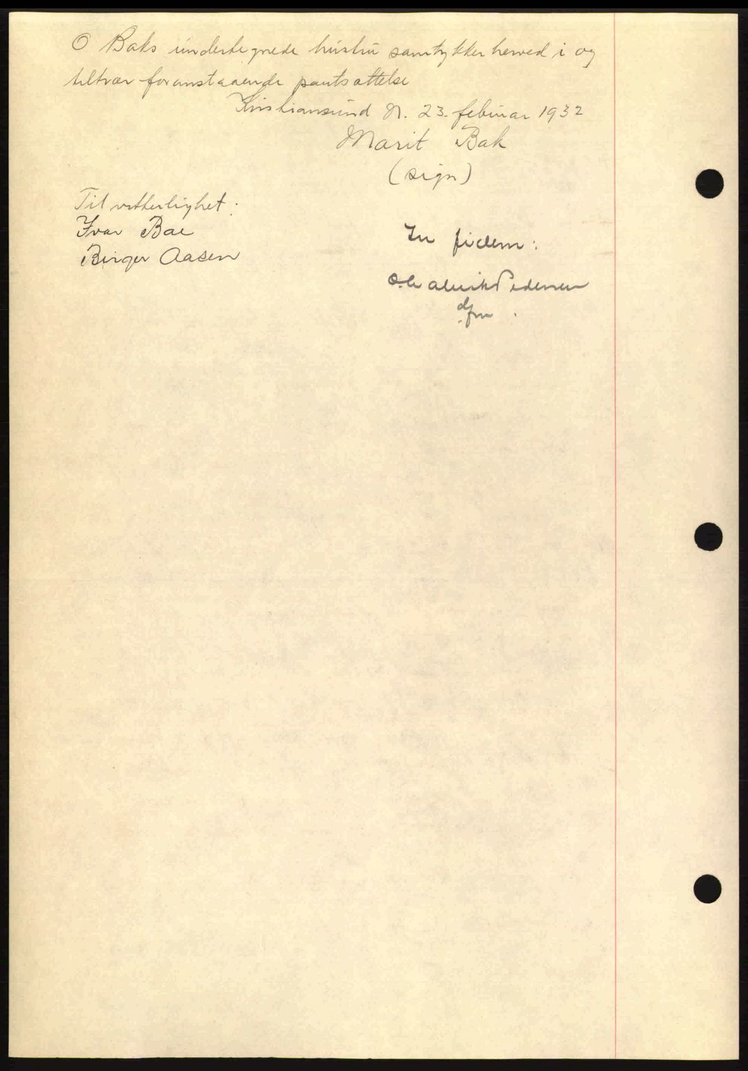 Kristiansund byfogd, AV/SAT-A-4587/A/27: Mortgage book no. 26, 1931-1933, Deed date: 18.03.1932