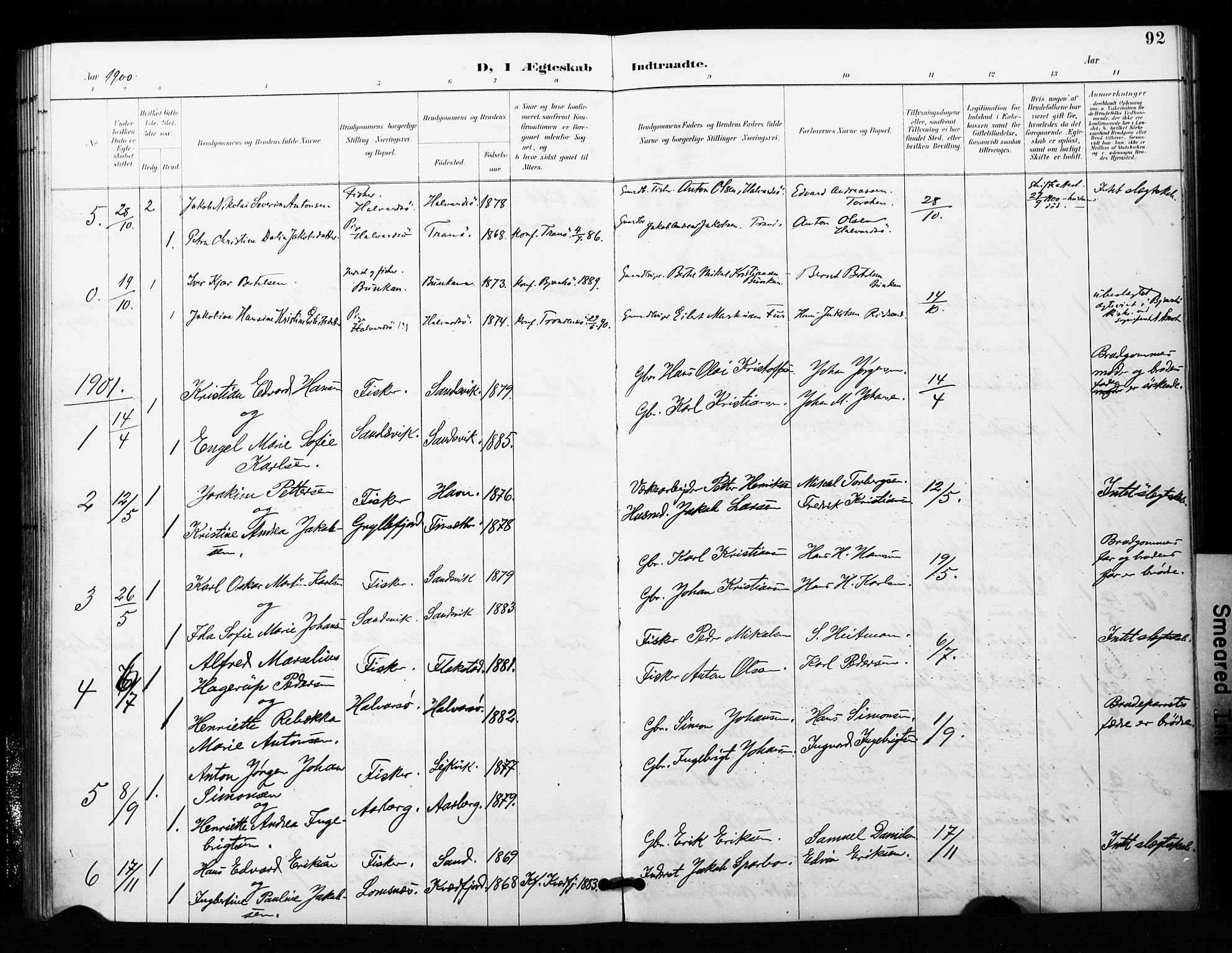 Berg sokneprestkontor, SATØ/S-1318/G/Ga/Gaa/L0006kirke: Parish register (official) no. 6, 1894-1904, p. 92