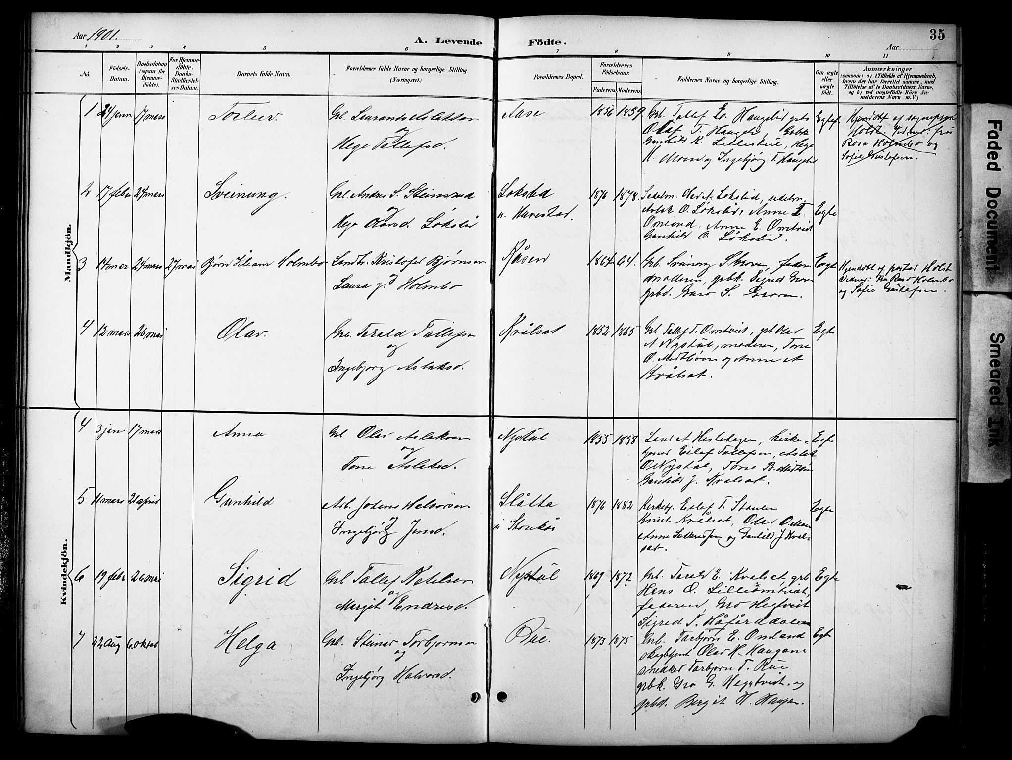 Kviteseid kirkebøker, SAKO/A-276/G/Gb/L0003: Parish register (copy) no. II 3, 1893-1933, p. 35
