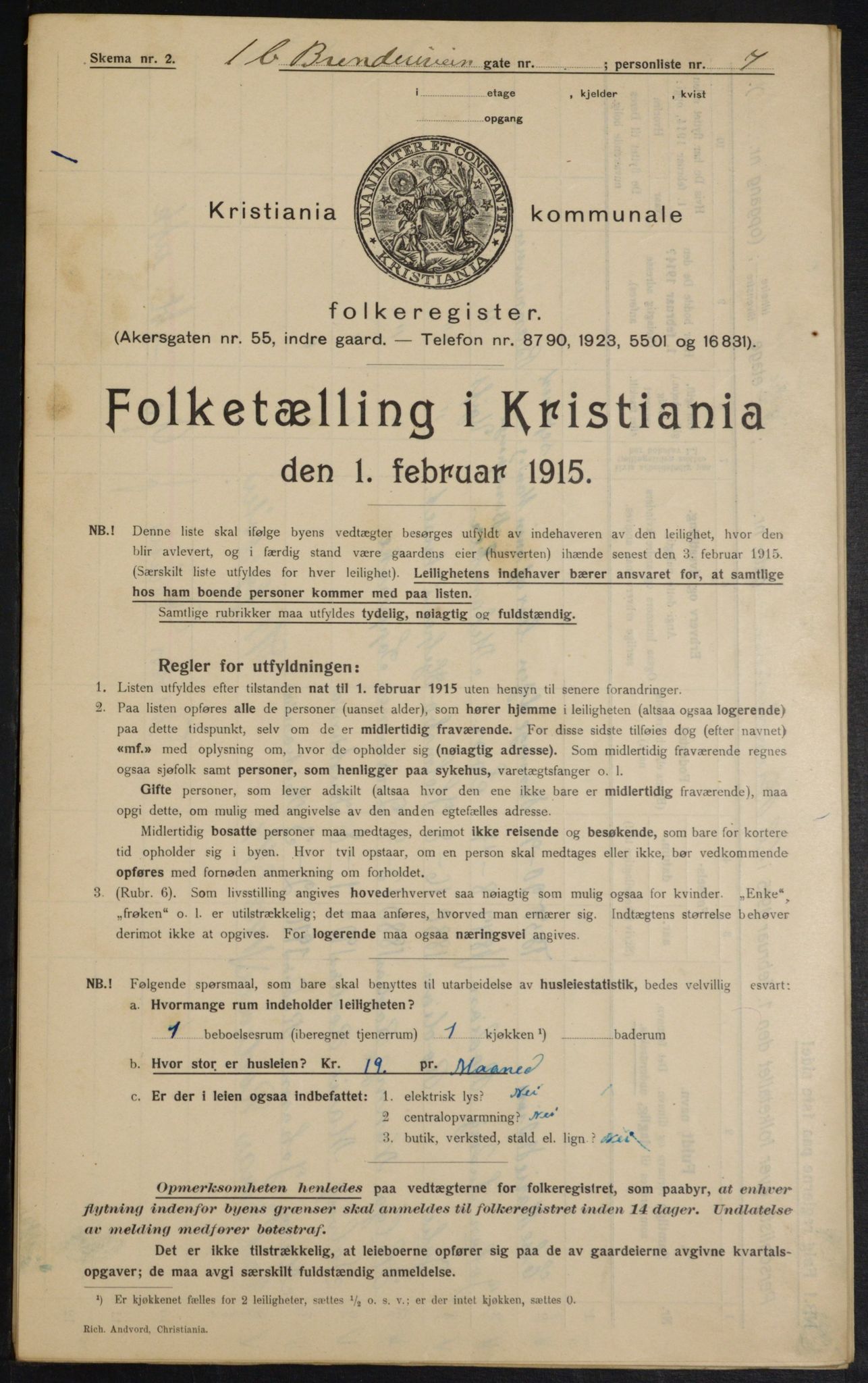 OBA, Municipal Census 1915 for Kristiania, 1915, p. 8585