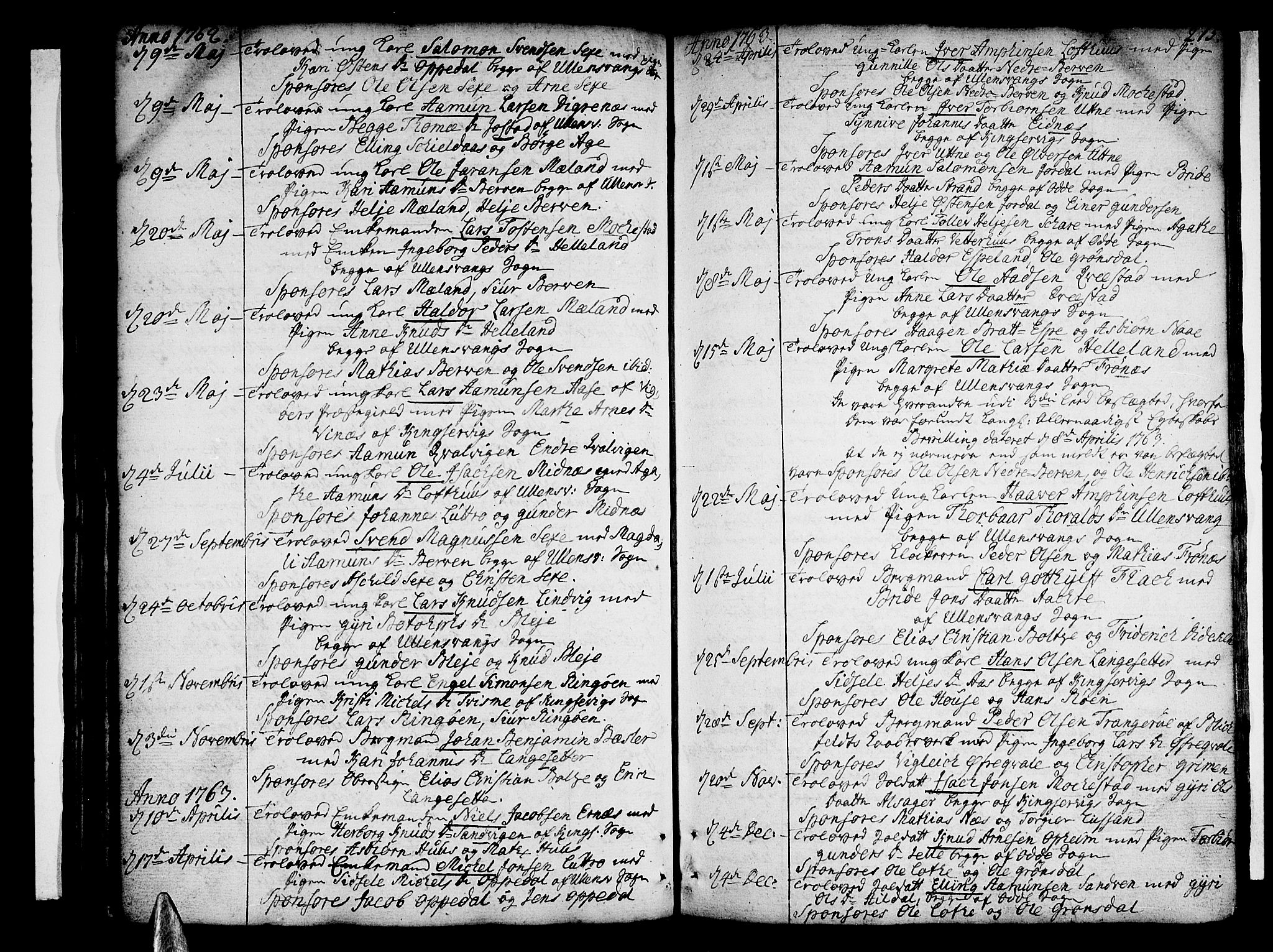 Ullensvang sokneprestembete, AV/SAB-A-78701/H/Haa: Parish register (official) no. A 6 /1, 1758-1788, p. 215