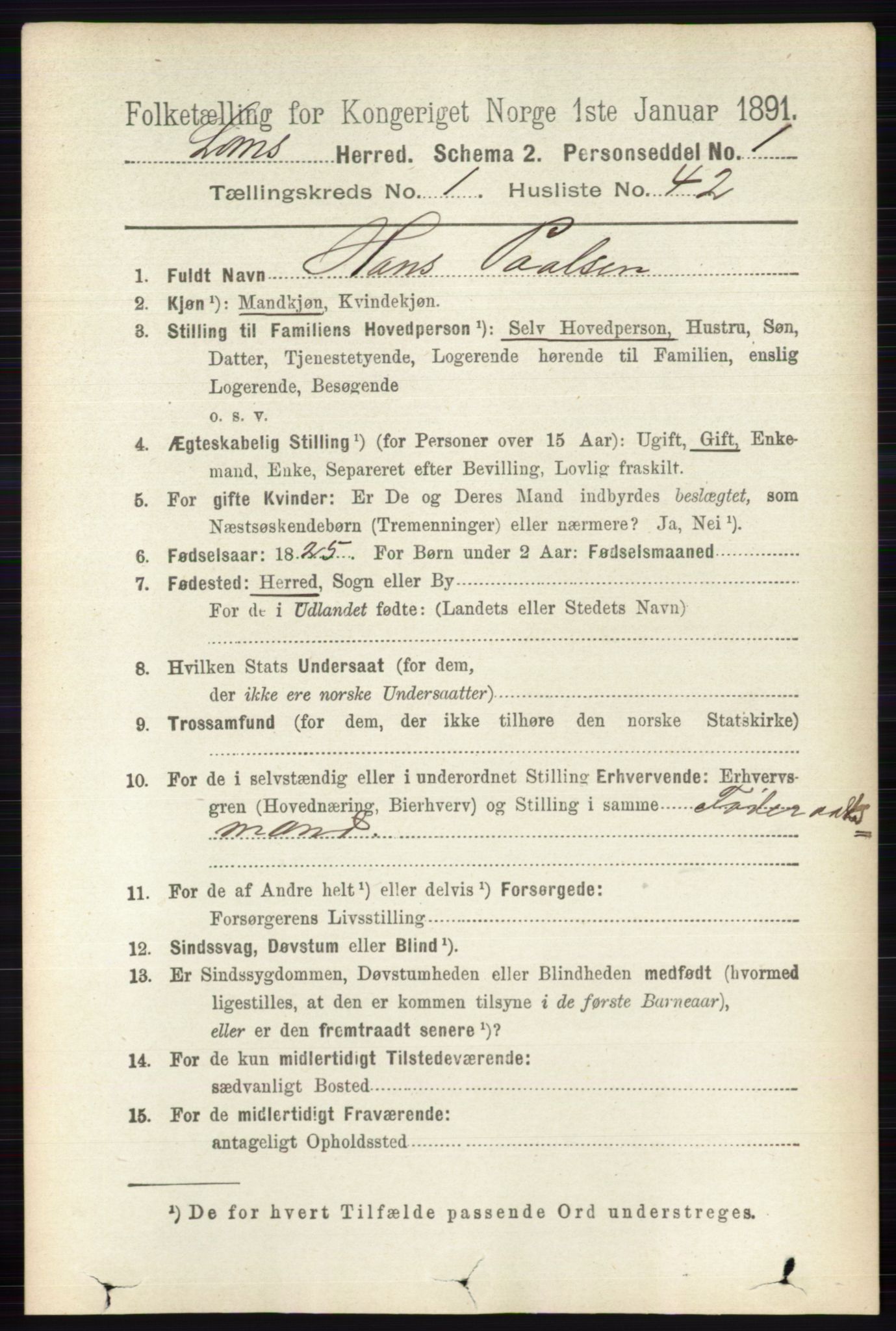 RA, 1891 census for 0514 Lom, 1891, p. 362