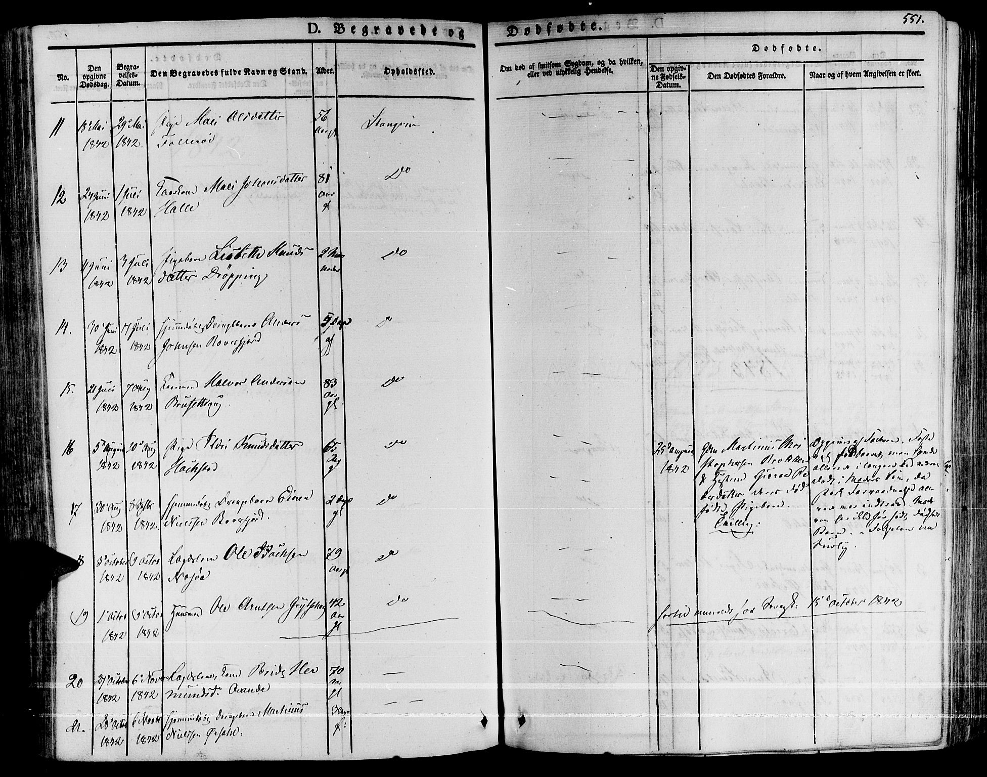 Ministerialprotokoller, klokkerbøker og fødselsregistre - Møre og Romsdal, AV/SAT-A-1454/592/L1024: Parish register (official) no. 592A03 /1, 1831-1849, p. 551