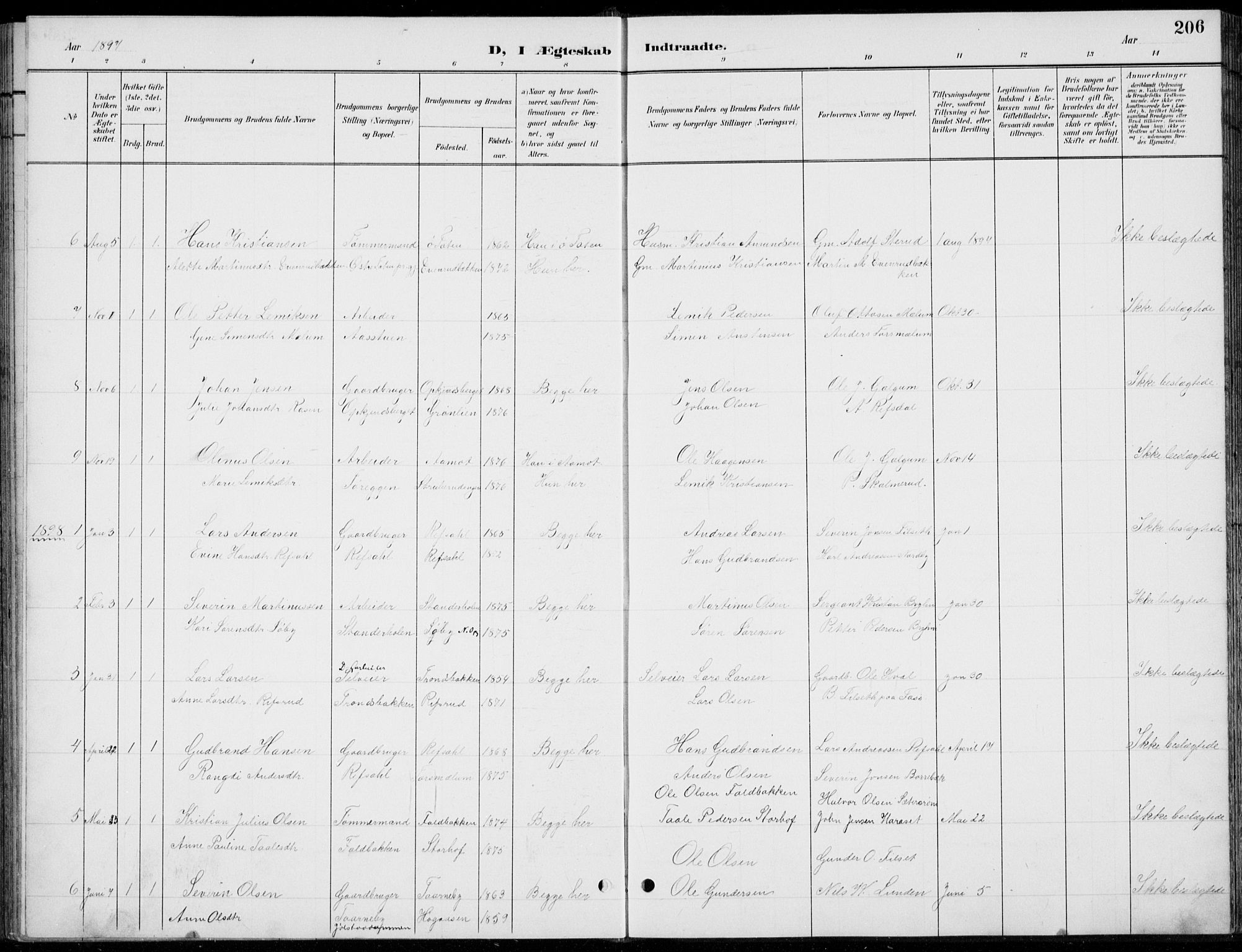 Romedal prestekontor, AV/SAH-PREST-004/L/L0013: Parish register (copy) no. 13, 1896-1937, p. 206