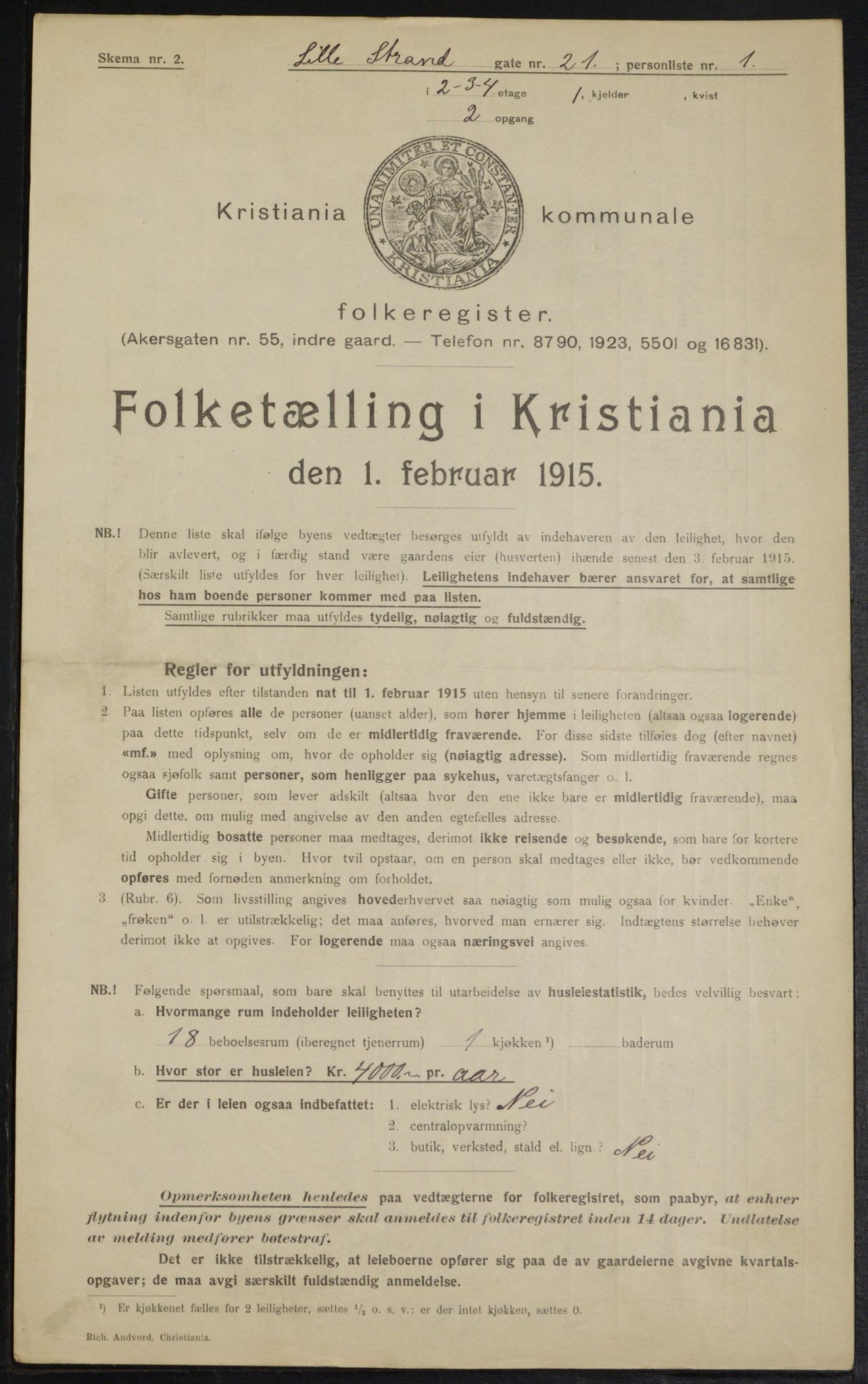 OBA, Municipal Census 1915 for Kristiania, 1915, p. 57099