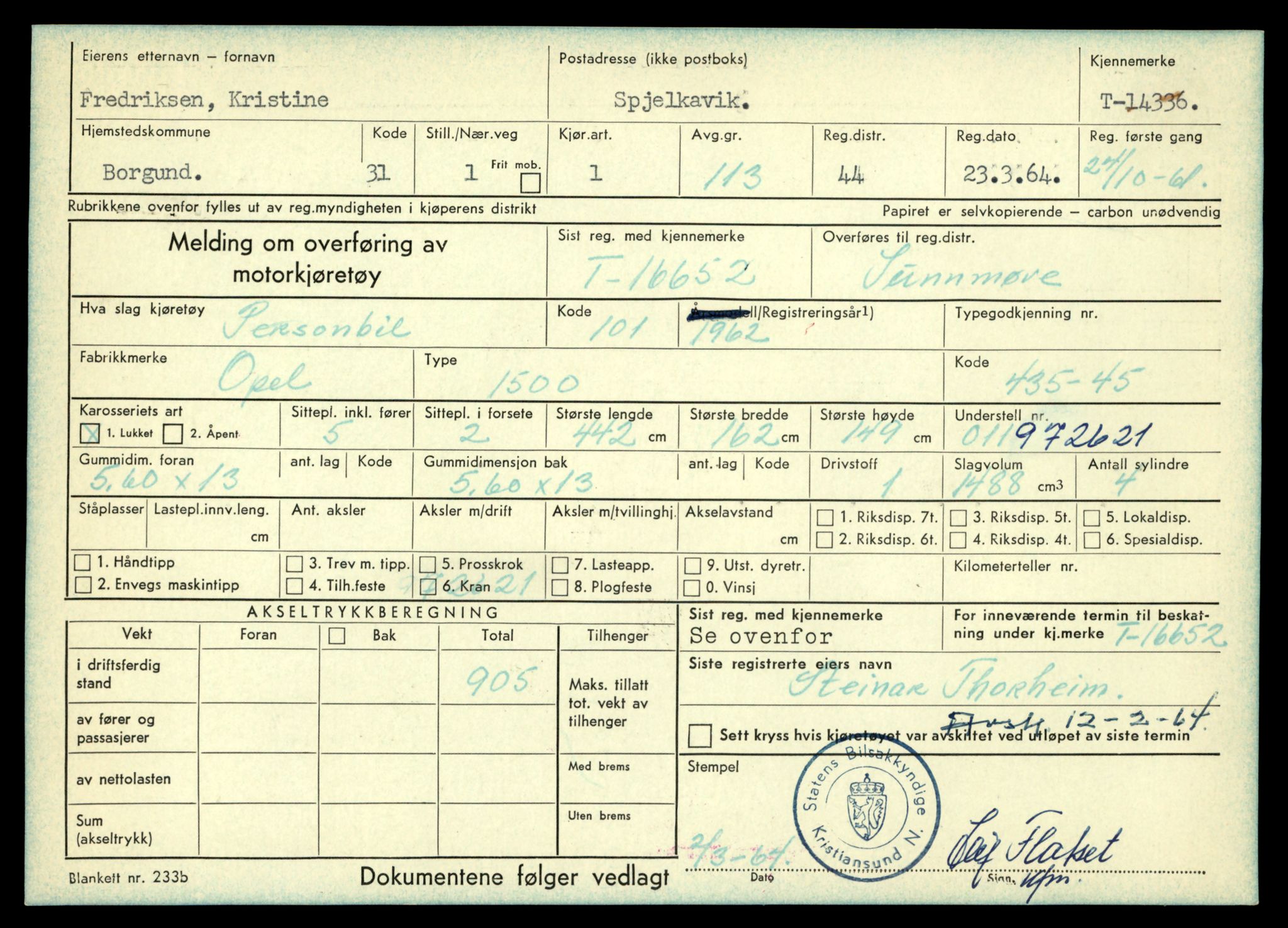 Møre og Romsdal vegkontor - Ålesund trafikkstasjon, AV/SAT-A-4099/F/Fe/L0045: Registreringskort for kjøretøy T 14320 - T 14444, 1927-1998, p. 429
