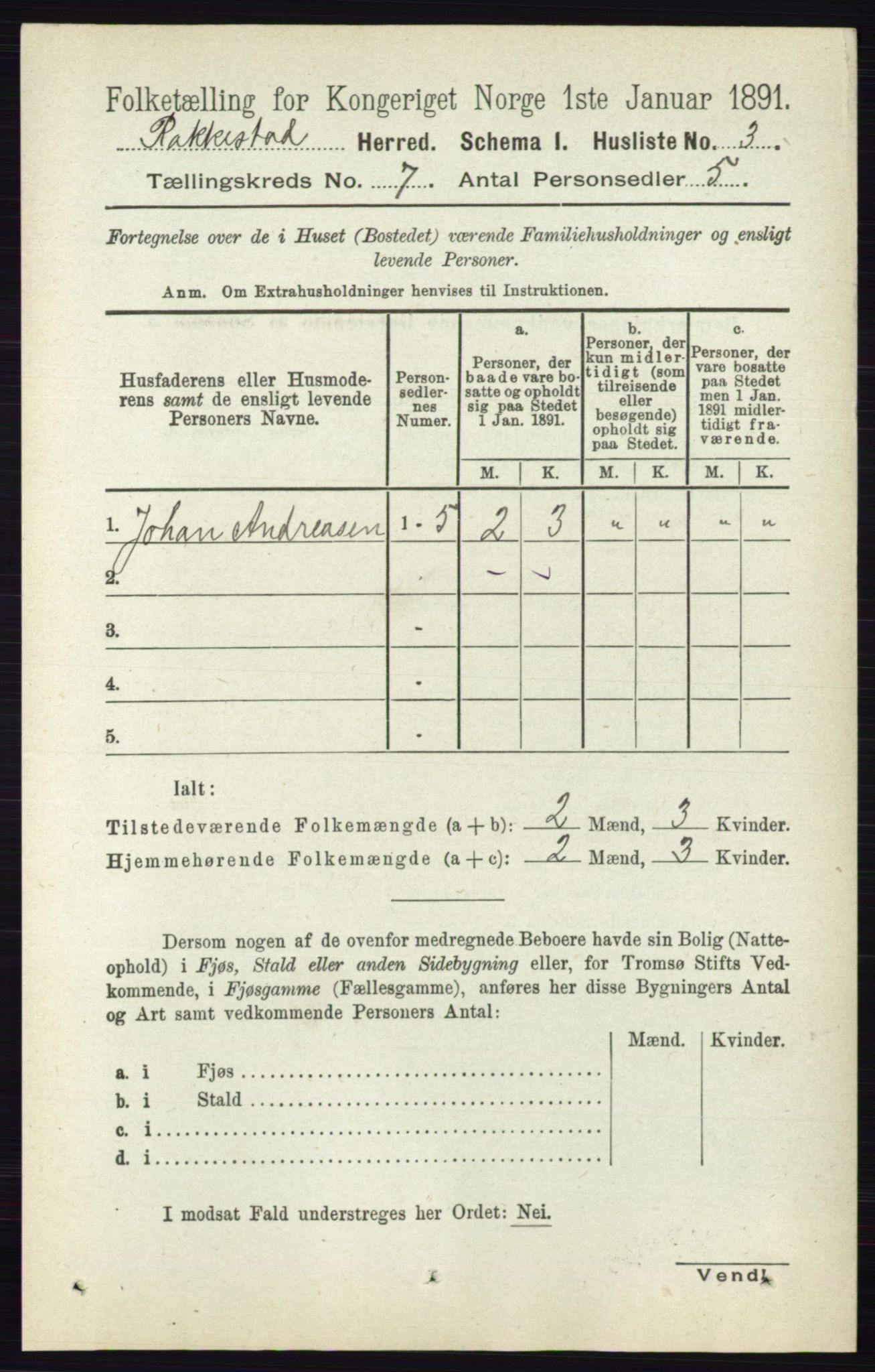 RA, 1891 census for 0128 Rakkestad, 1891, p. 3046