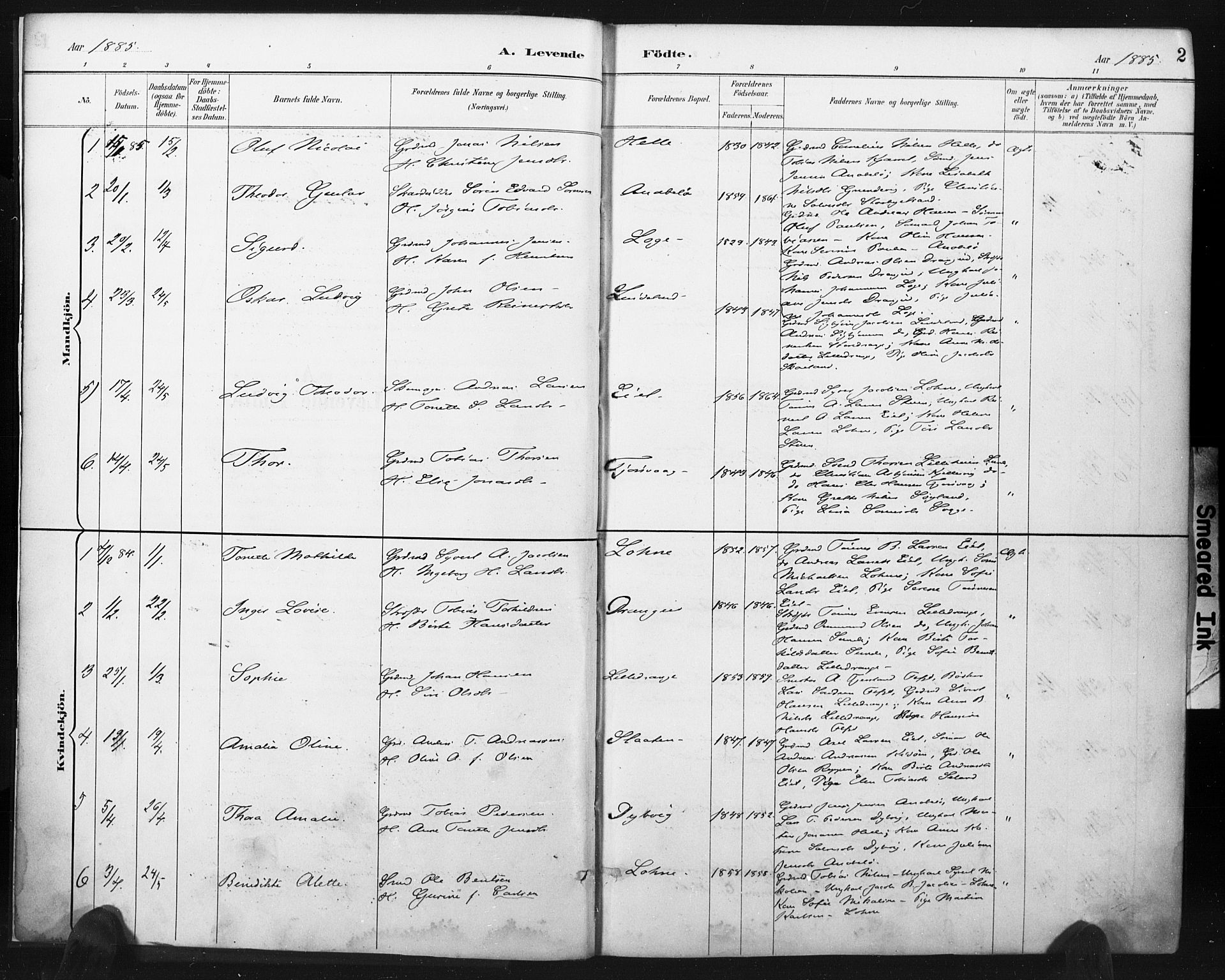 Flekkefjord sokneprestkontor, AV/SAK-1111-0012/F/Fa/Fac/L0008: Parish register (official) no. A 8, 1885-1898, p. 2