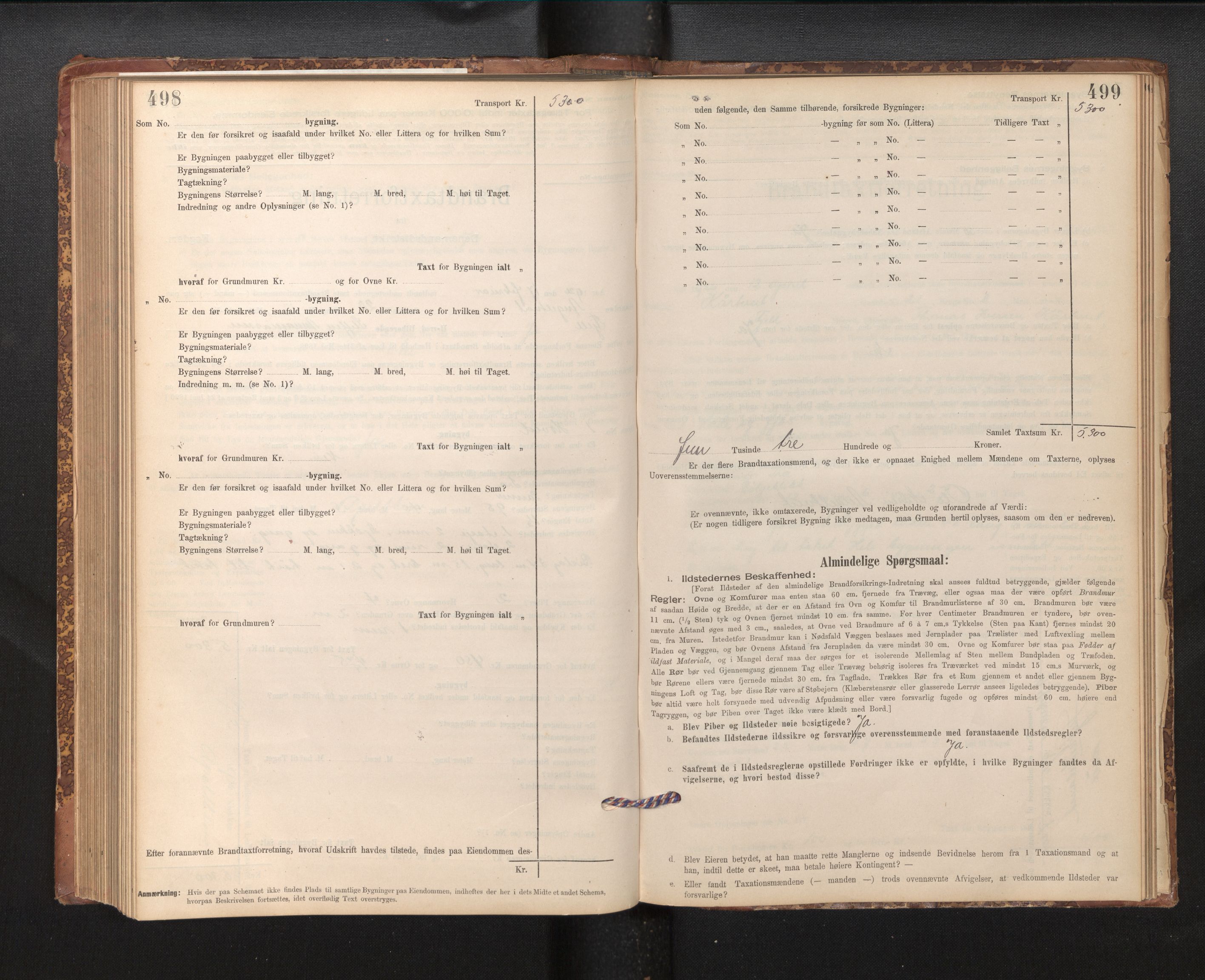 Lensmannen i Fjell, SAB/A-32301/0012/L0005: Branntakstprotokoll, skjematakst, 1895-1931, p. 498-499