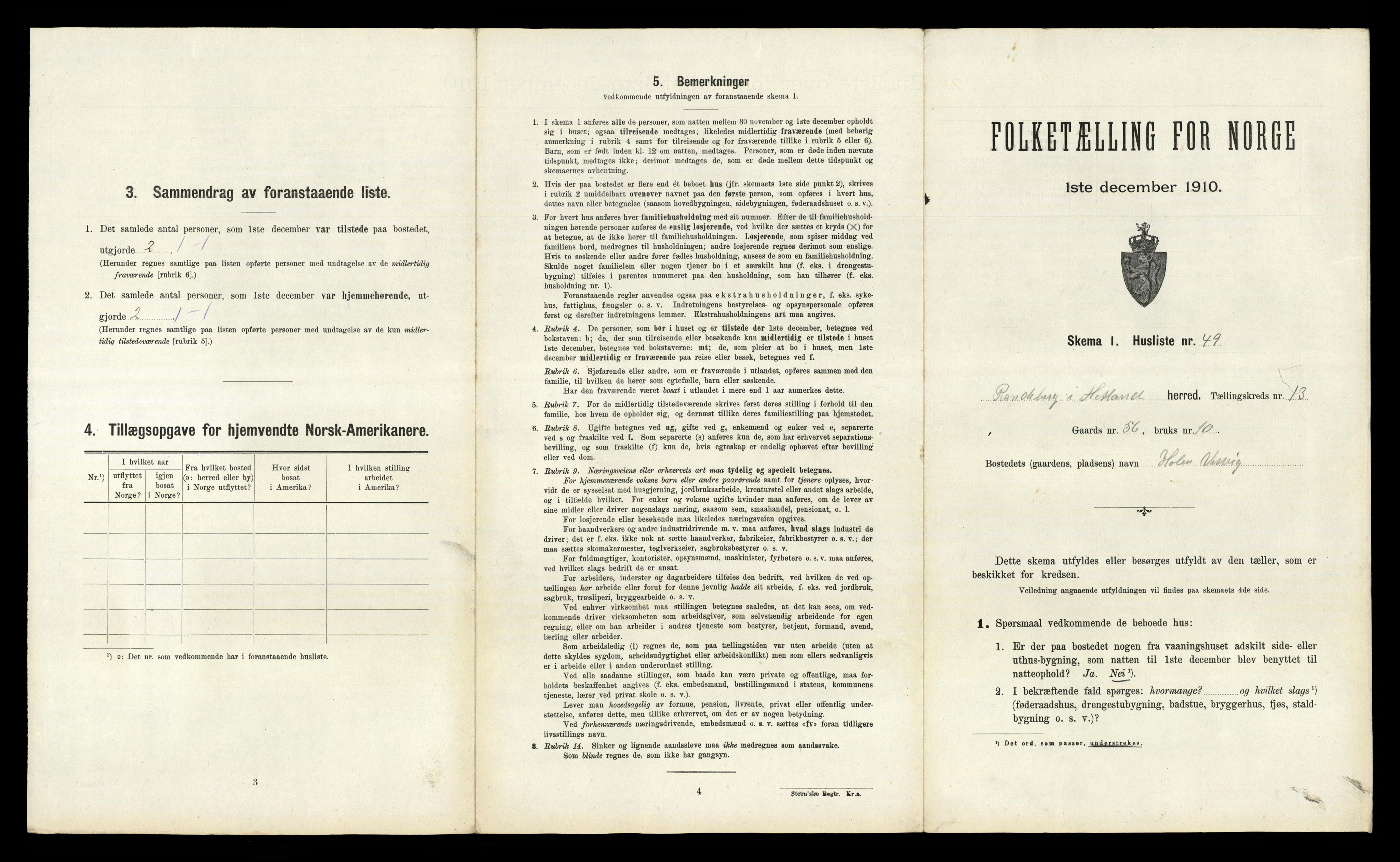 RA, 1910 census for Hetland, 1910, p. 2103