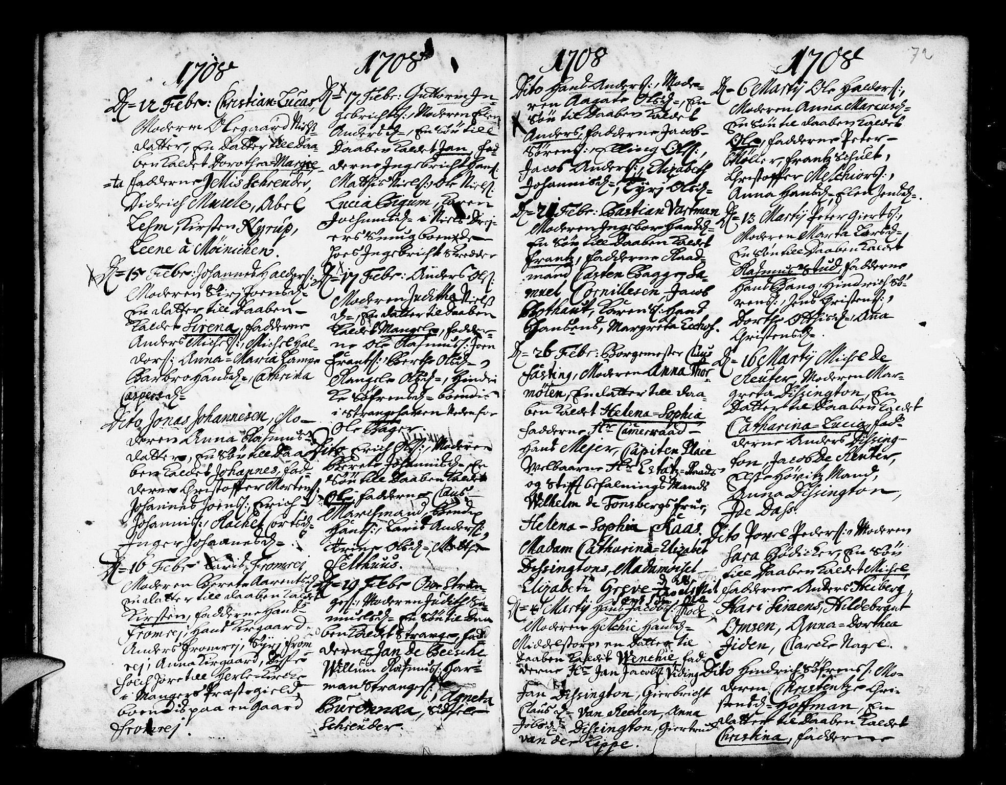 Nykirken Sokneprestembete, AV/SAB-A-77101/H/Haa/L0002: Parish register (official) no. A 2, 1700-1723, p. 72