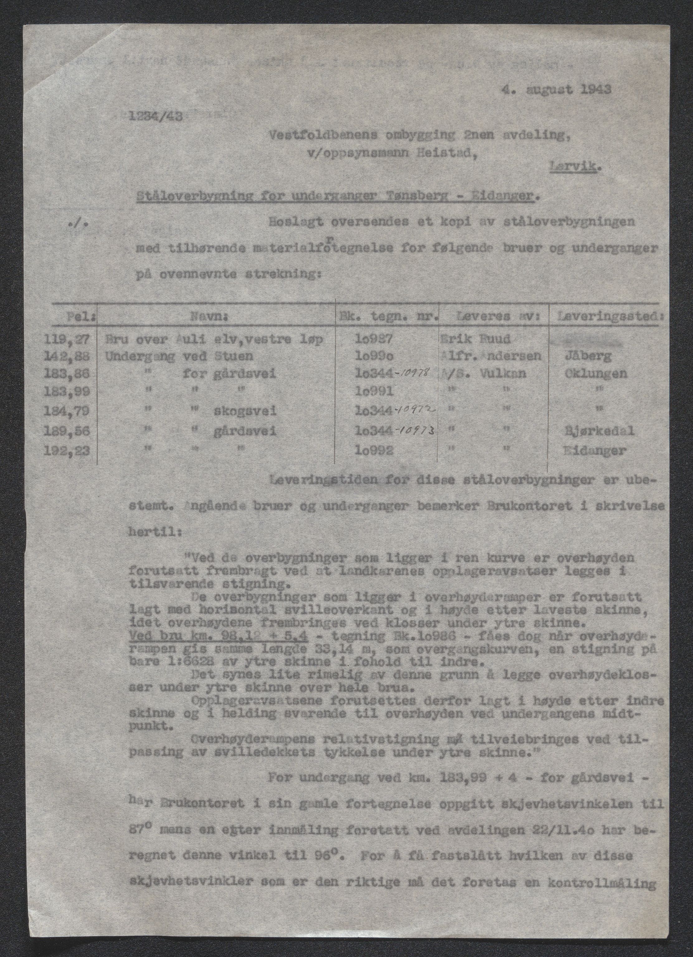 Norges Statsbaner Drammen distrikt (NSB), AV/SAKO-A-30/1.DELARKIV/E/Eb/L0039/0011: Vestfoldbanens ombygging / Undergang gårdsveg km. 183.05, 1944, p. 3