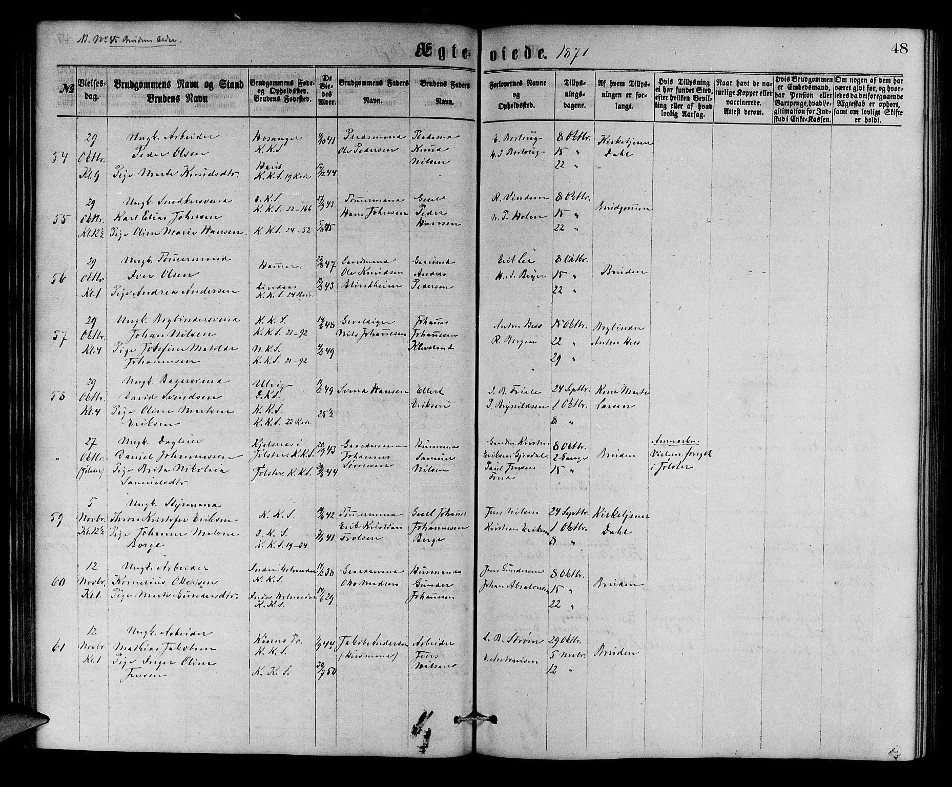 Korskirken sokneprestembete, AV/SAB-A-76101/H/Hab: Parish register (copy) no. D 2, 1867-1886, p. 48