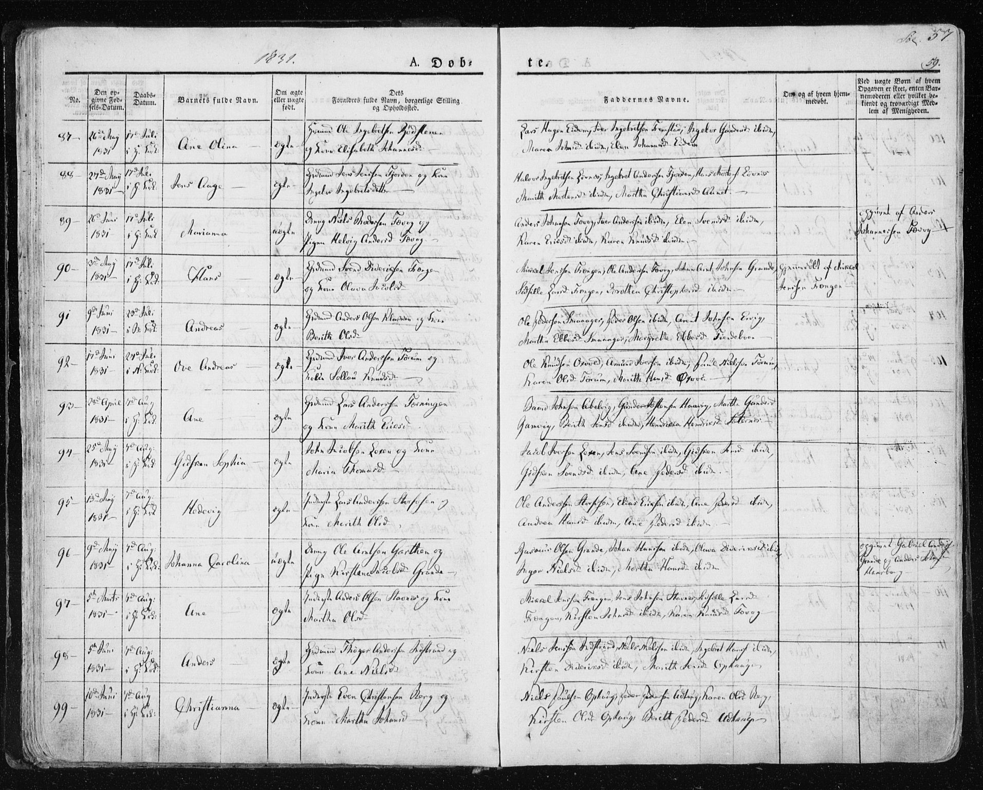 Ministerialprotokoller, klokkerbøker og fødselsregistre - Sør-Trøndelag, SAT/A-1456/659/L0735: Parish register (official) no. 659A05, 1826-1841, p. 57