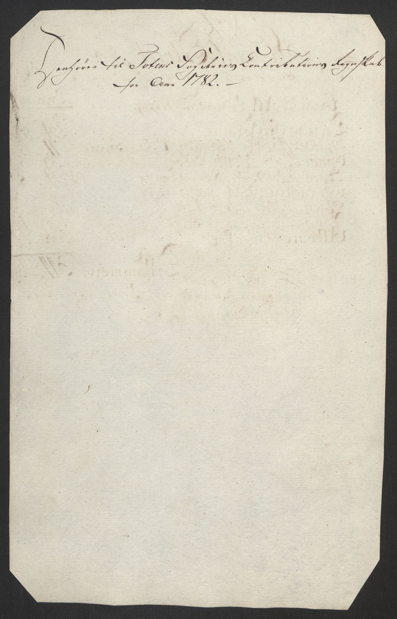 Rentekammeret inntil 1814, Reviderte regnskaper, Fogderegnskap, AV/RA-EA-4092/R19/L1369: Fogderegnskap Toten, Hadeland og Vardal, 1782, p. 63