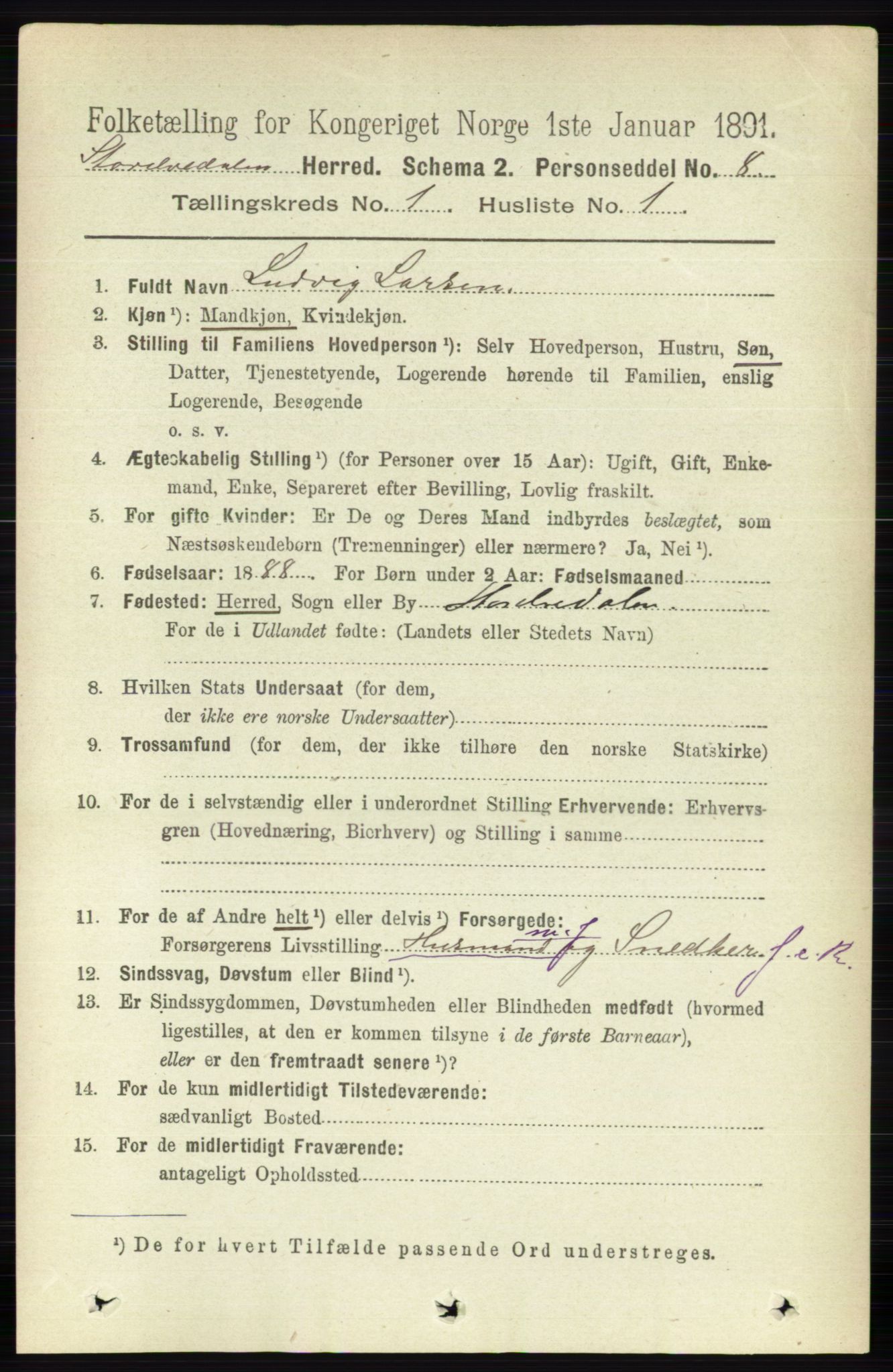 RA, 1891 census for 0430 Stor-Elvdal, 1891, p. 78