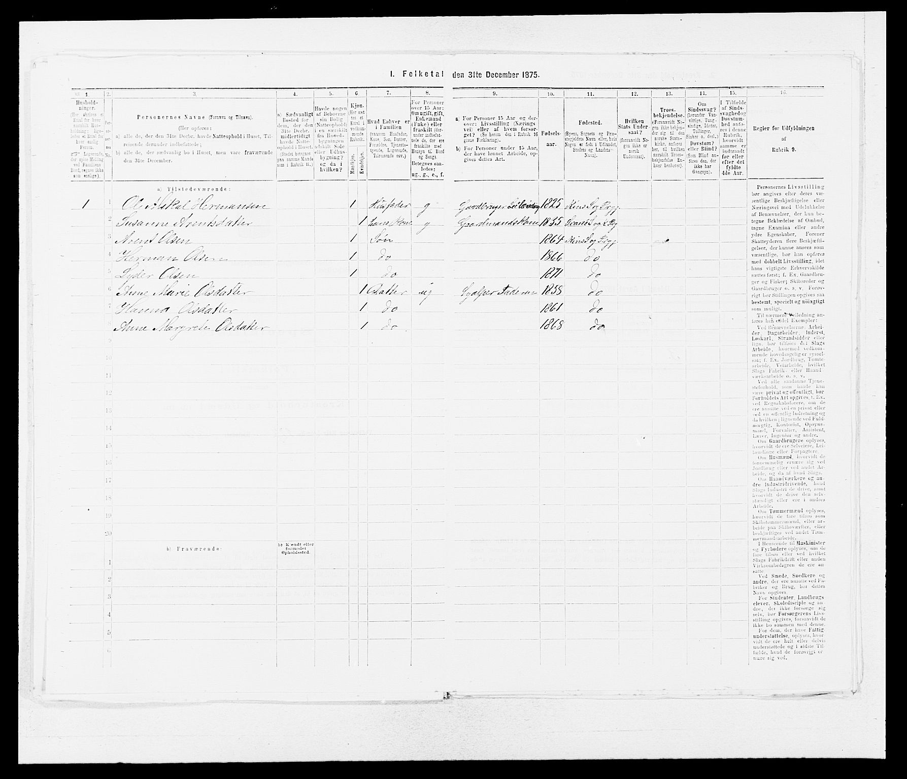 SAB, 1875 census for 1437L Kinn/Kinn og Svanøy, 1875, p. 190