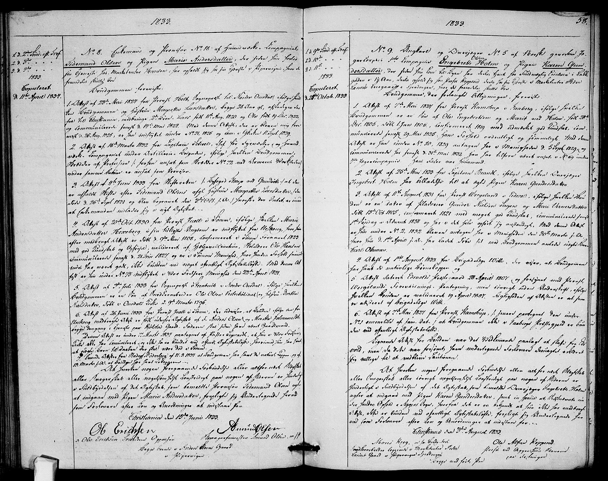 Garnisonsmenigheten Kirkebøker, AV/SAO-A-10846/H/Ha/L0002: Banns register no. I 2, 1829-1835, p. 58