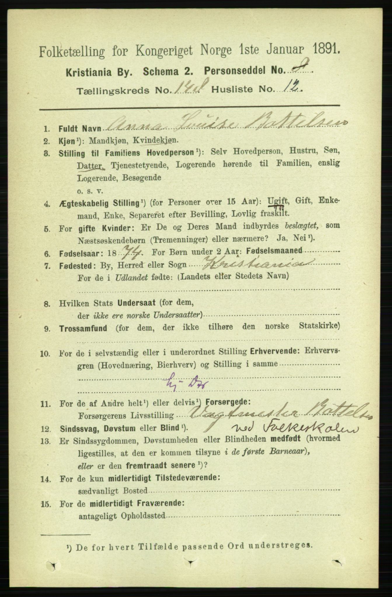 RA, 1891 census for 0301 Kristiania, 1891, p. 82400