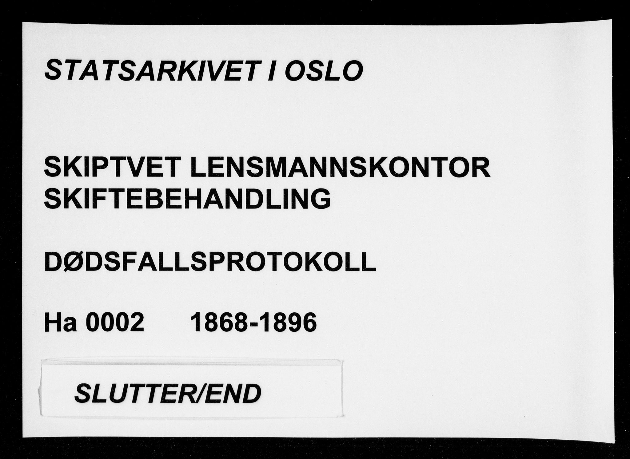 Skiptvet lensmannskontor, AV/SAO-A-10080/H/Ha/L0002: Dødsanmeldelsesprotokoll, 1868-1896