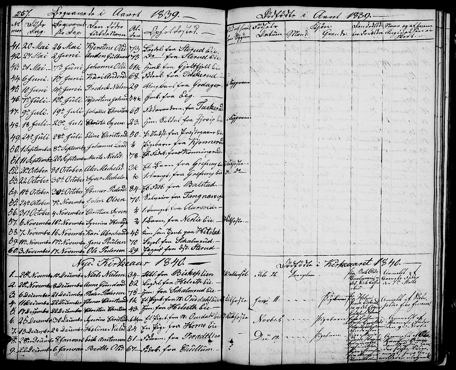 Nes prestekontor, Hedmark, SAH/PREST-020/L/La/L0004: Parish register (copy) no. 4, 1832-1861, p. 257