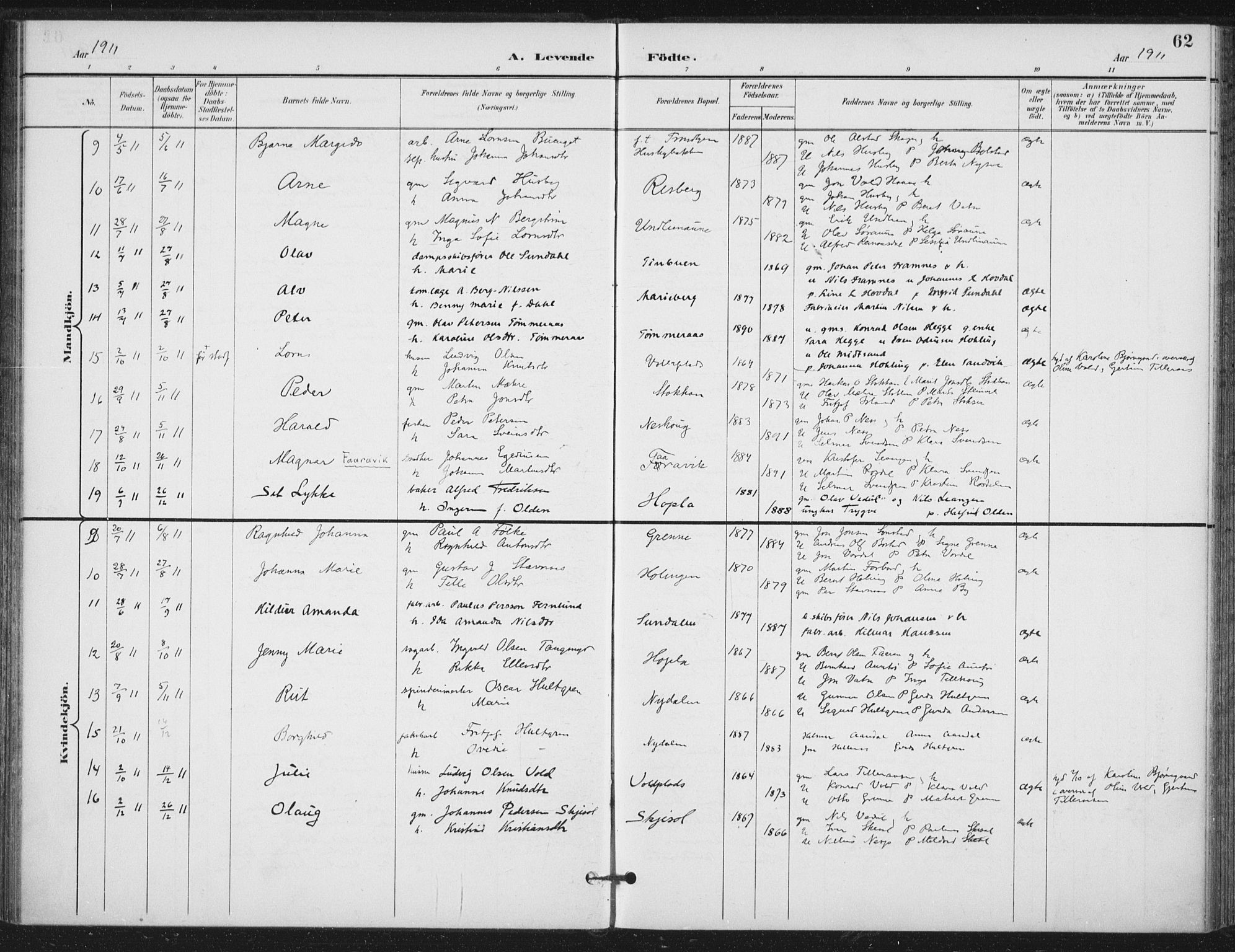 Ministerialprotokoller, klokkerbøker og fødselsregistre - Nord-Trøndelag, AV/SAT-A-1458/714/L0131: Parish register (official) no. 714A02, 1896-1918, p. 62