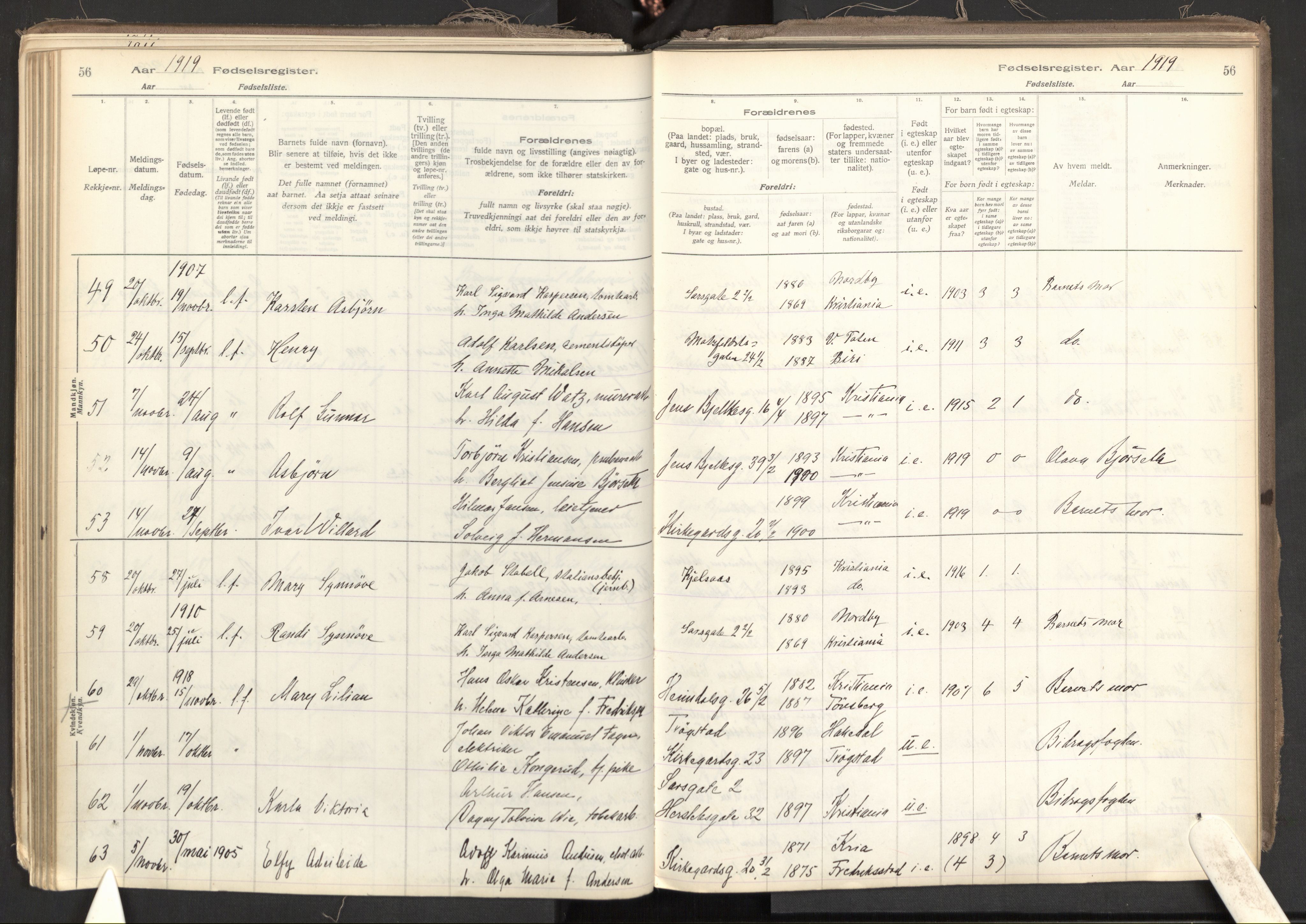 Tøyen prestekontor Kirkebøker, AV/SAO-A-10167a/J/Ja/L0001: Birth register no. 1, 1916-1944, p. 56