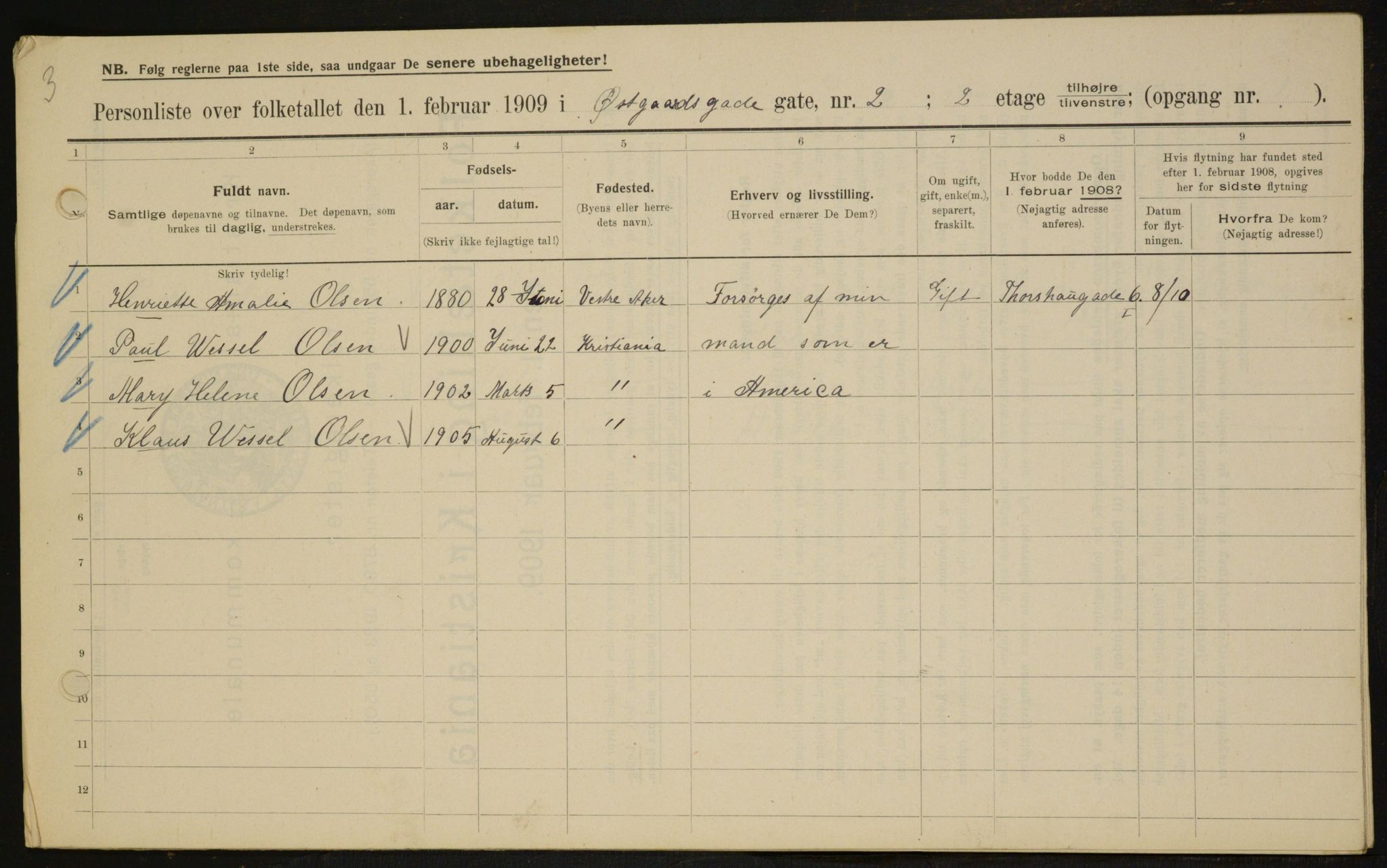 OBA, Municipal Census 1909 for Kristiania, 1909, p. 117246