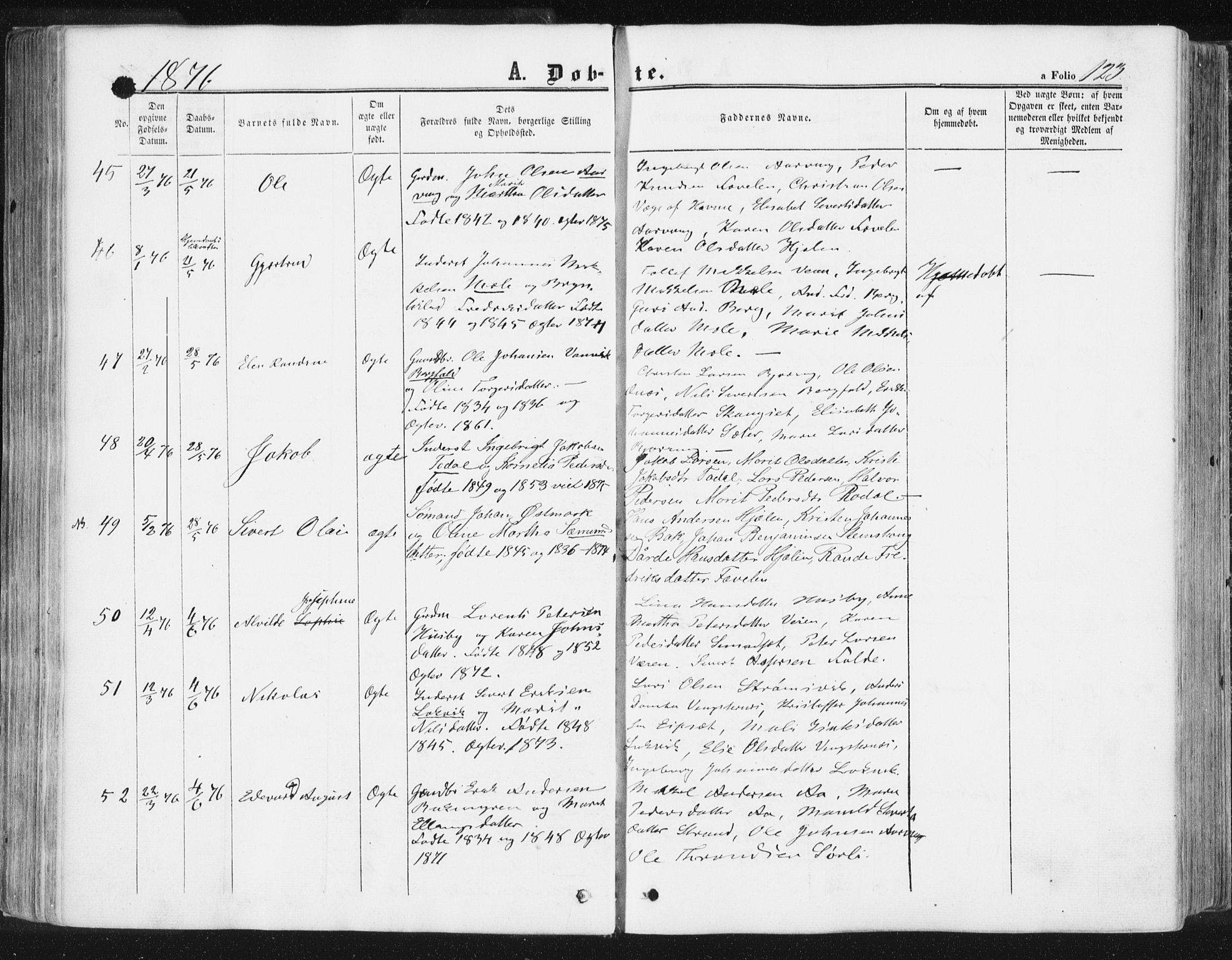 Ministerialprotokoller, klokkerbøker og fødselsregistre - Møre og Romsdal, AV/SAT-A-1454/578/L0905: Parish register (official) no. 578A04, 1859-1877, p. 123