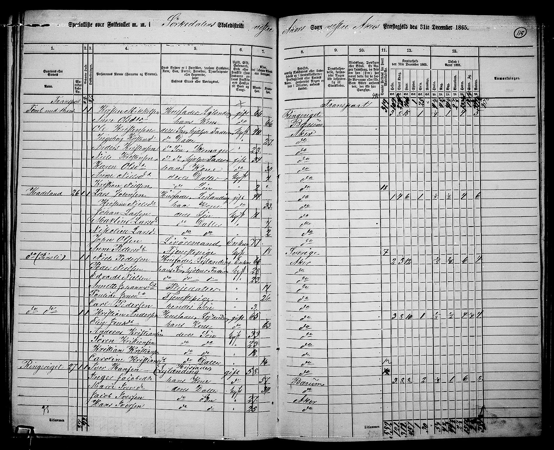 RA, 1865 census for Vestre Aker, 1865, p. 108