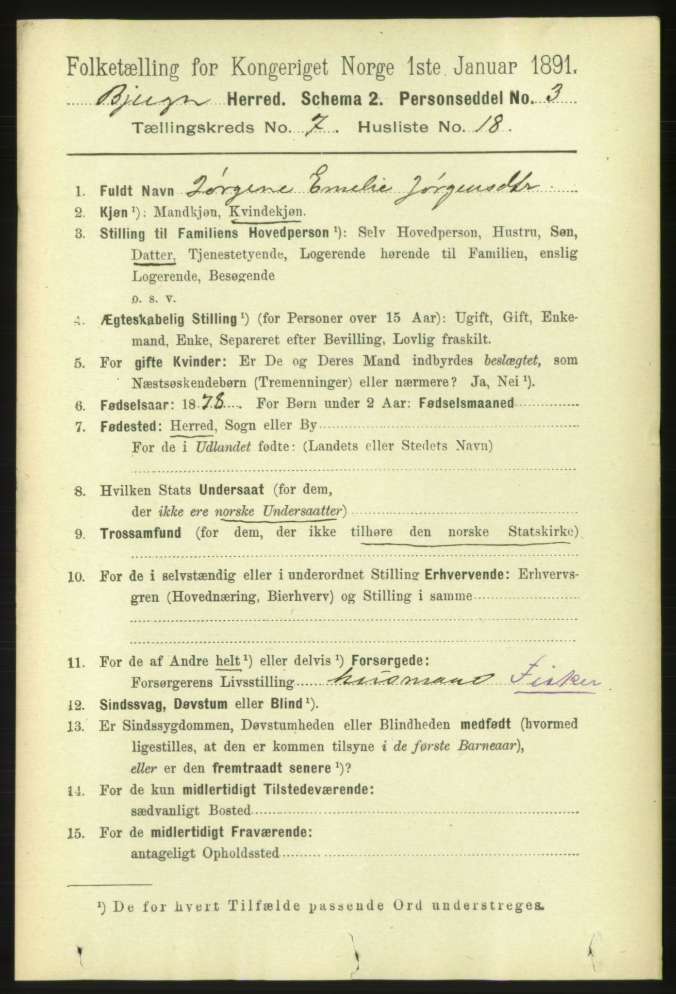 RA, 1891 census for 1627 Bjugn, 1891, p. 1947