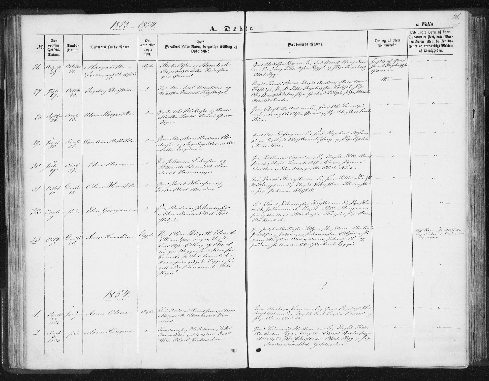 Ministerialprotokoller, klokkerbøker og fødselsregistre - Nord-Trøndelag, SAT/A-1458/746/L0446: Parish register (official) no. 746A05, 1846-1859, p. 75