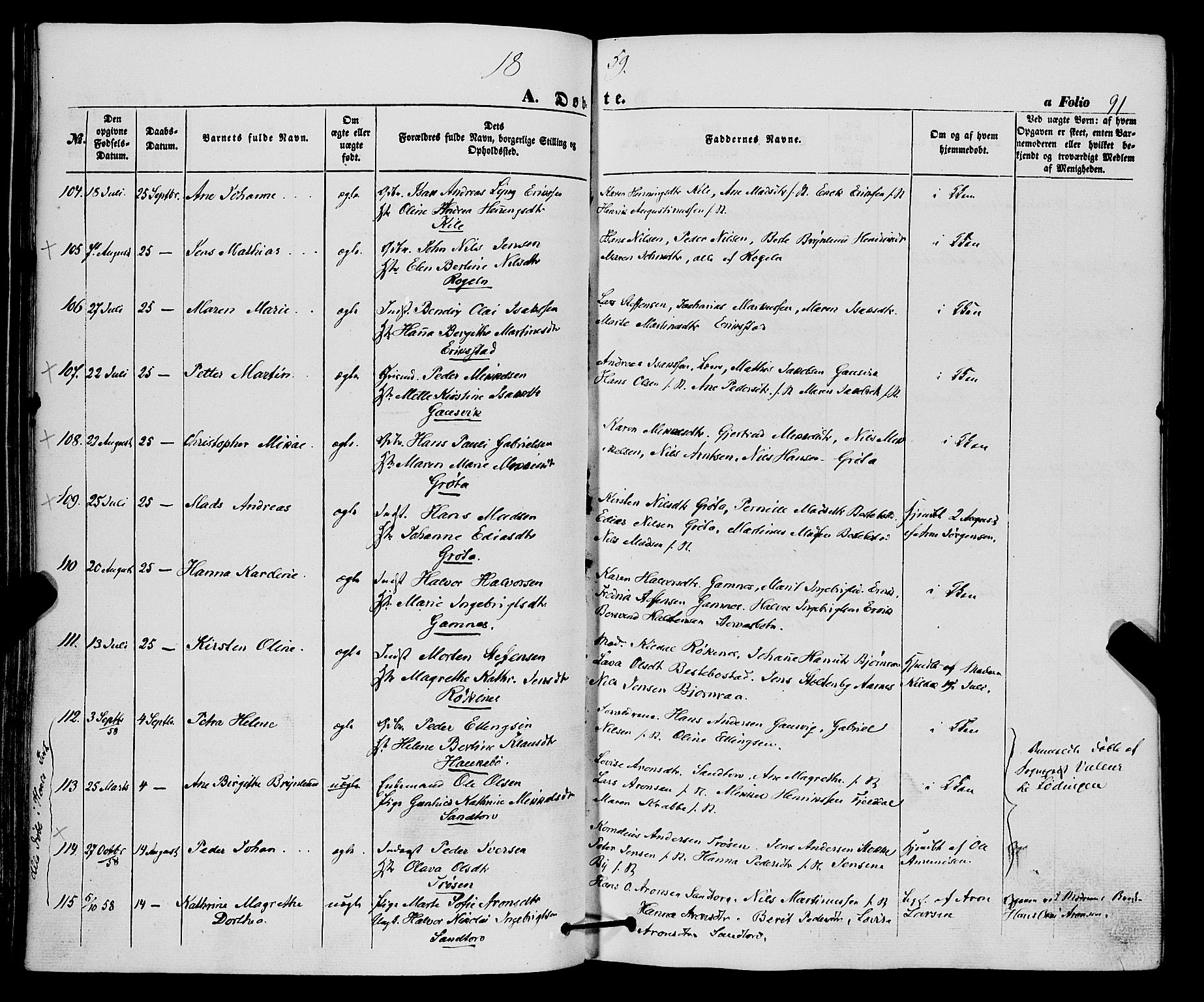 Trondenes sokneprestkontor, SATØ/S-1319/H/Ha/L0011kirke: Parish register (official) no. 11, 1853-1862, p. 91