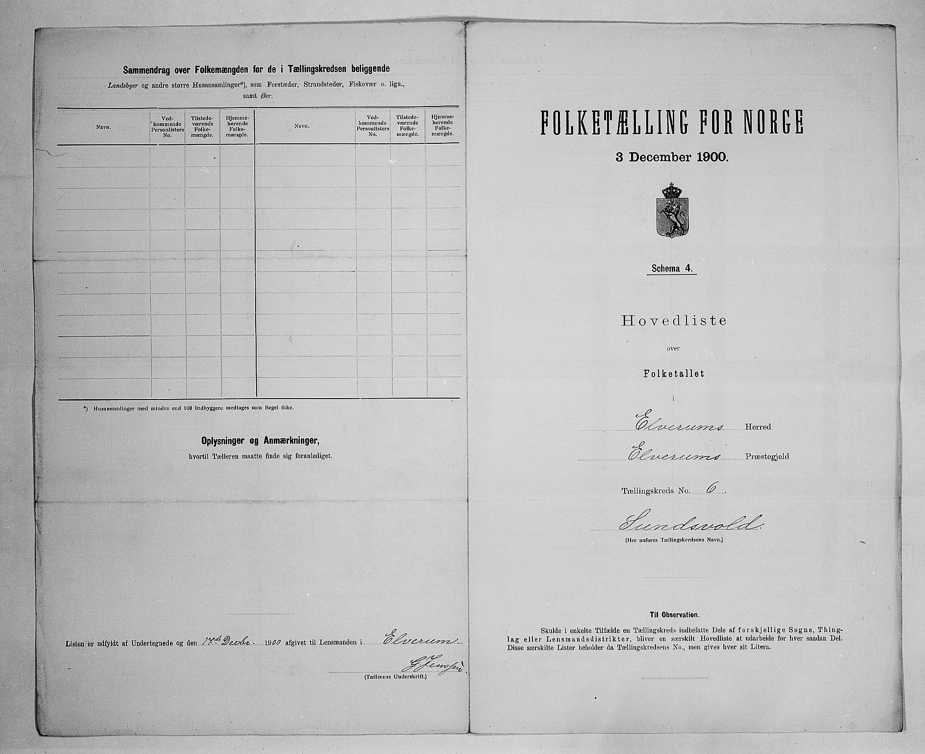 SAH, 1900 census for Elverum, 1900, p. 47