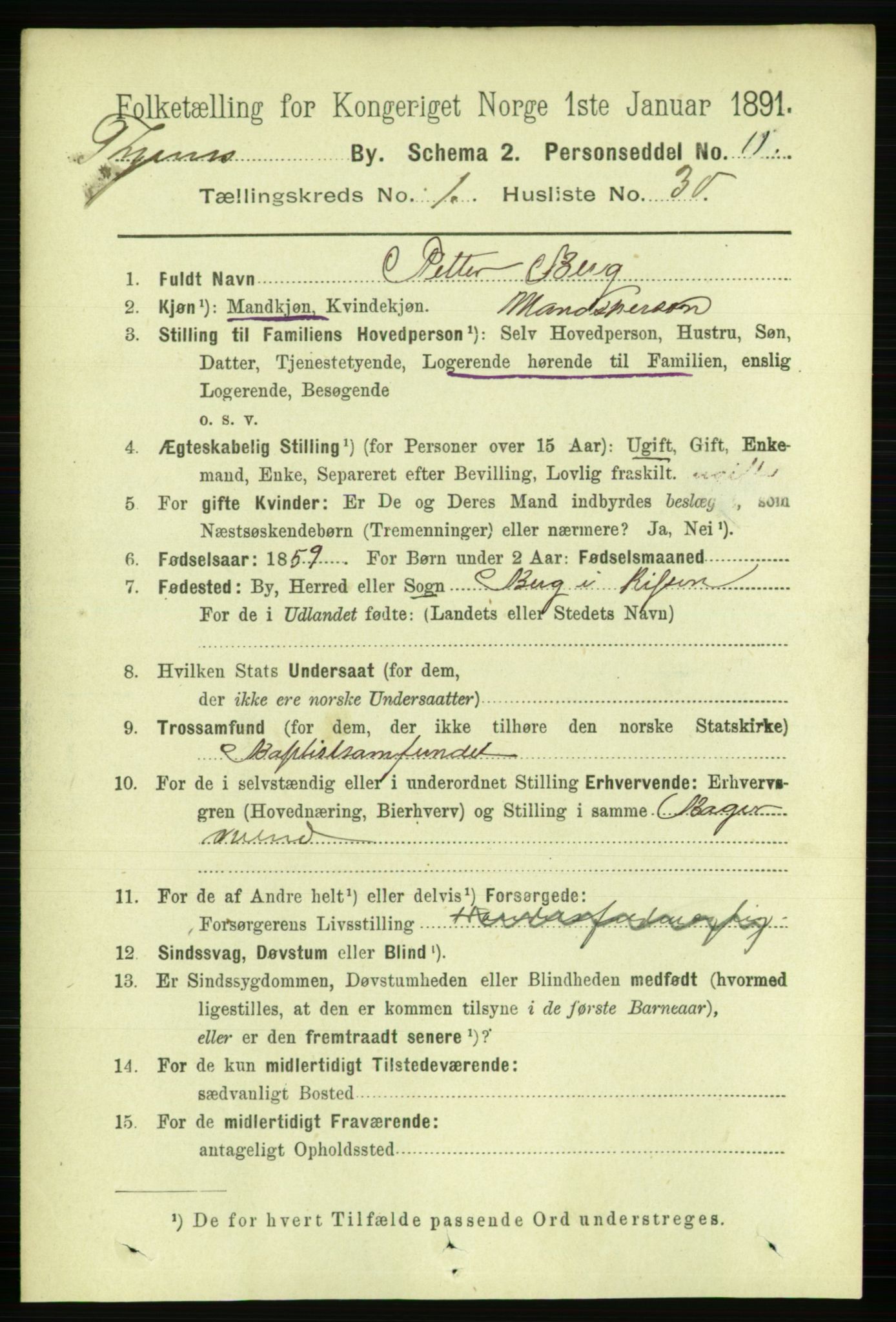 RA, 1891 census for 1601 Trondheim, 1891, p. 2969