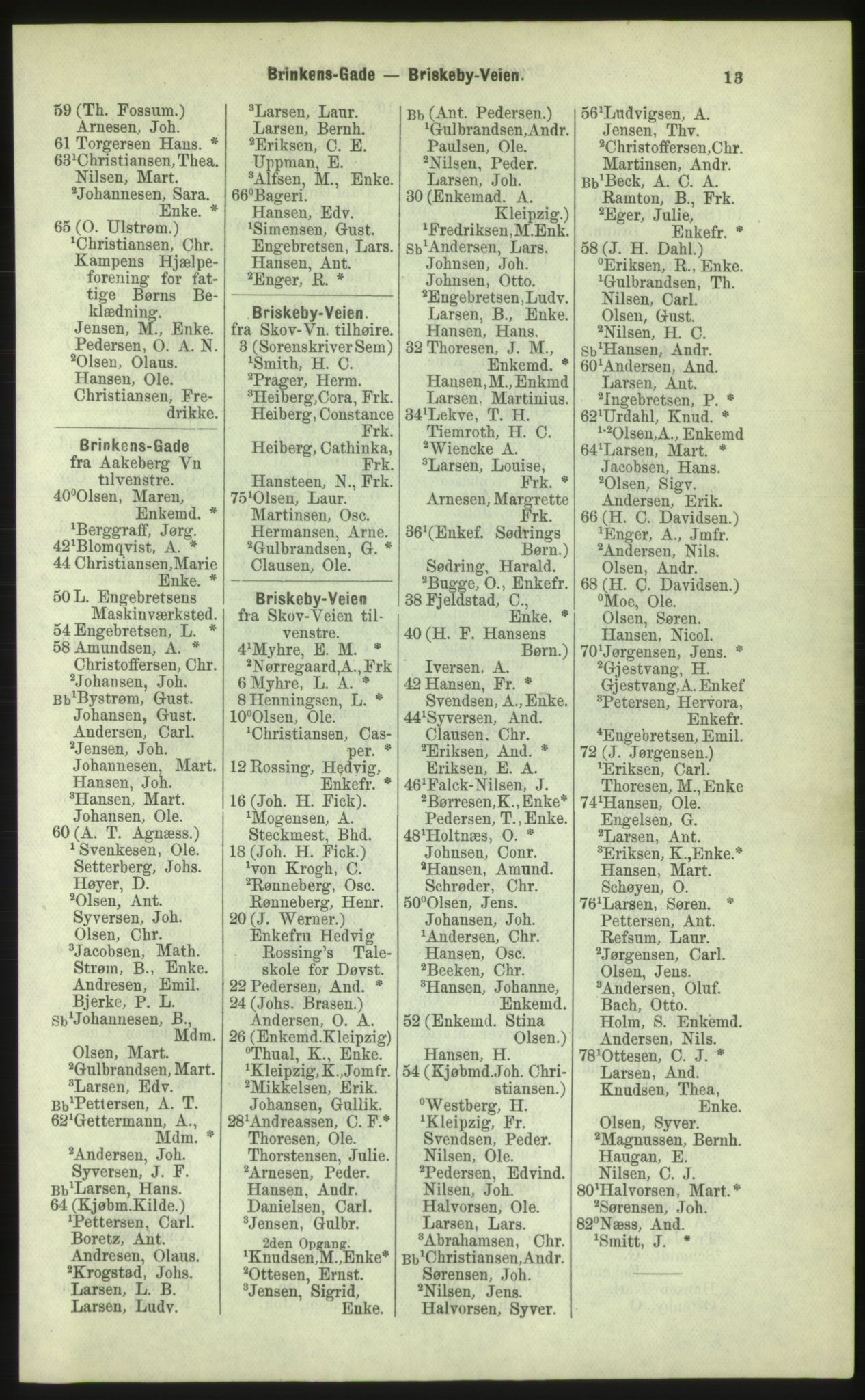 Kristiania/Oslo adressebok, PUBL/-, 1884, p. 13