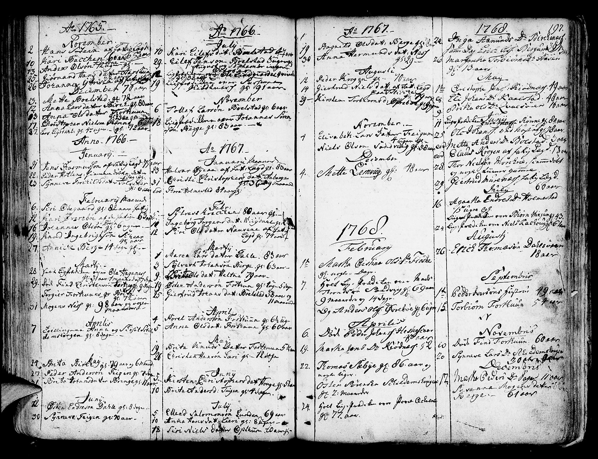 Luster sokneprestembete, SAB/A-81101/H/Haa/Haaa/L0001: Parish register (official) no. A 1, 1731-1803, p. 197