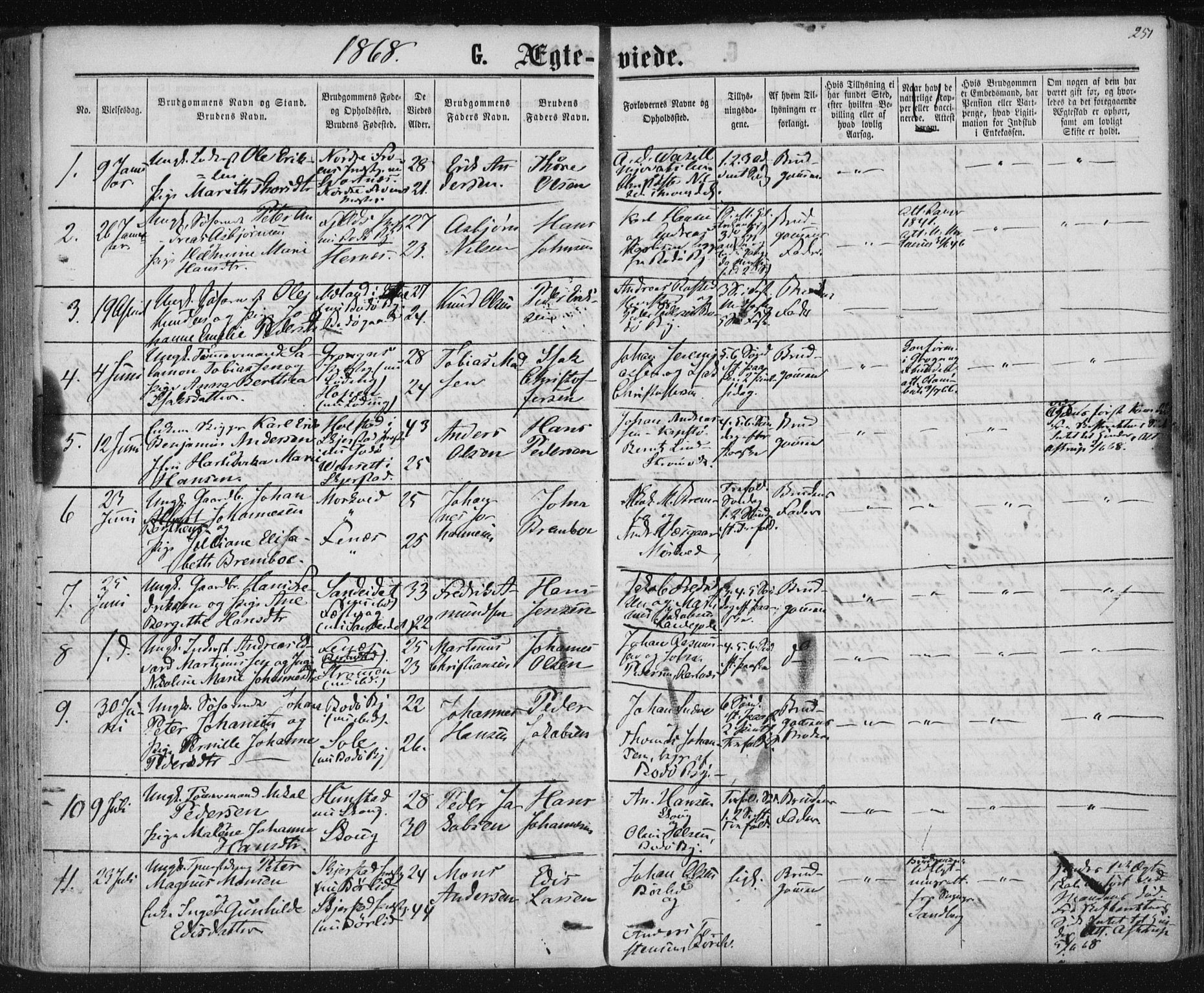 Ministerialprotokoller, klokkerbøker og fødselsregistre - Nordland, SAT/A-1459/801/L0008: Parish register (official) no. 801A08, 1864-1875, p. 251