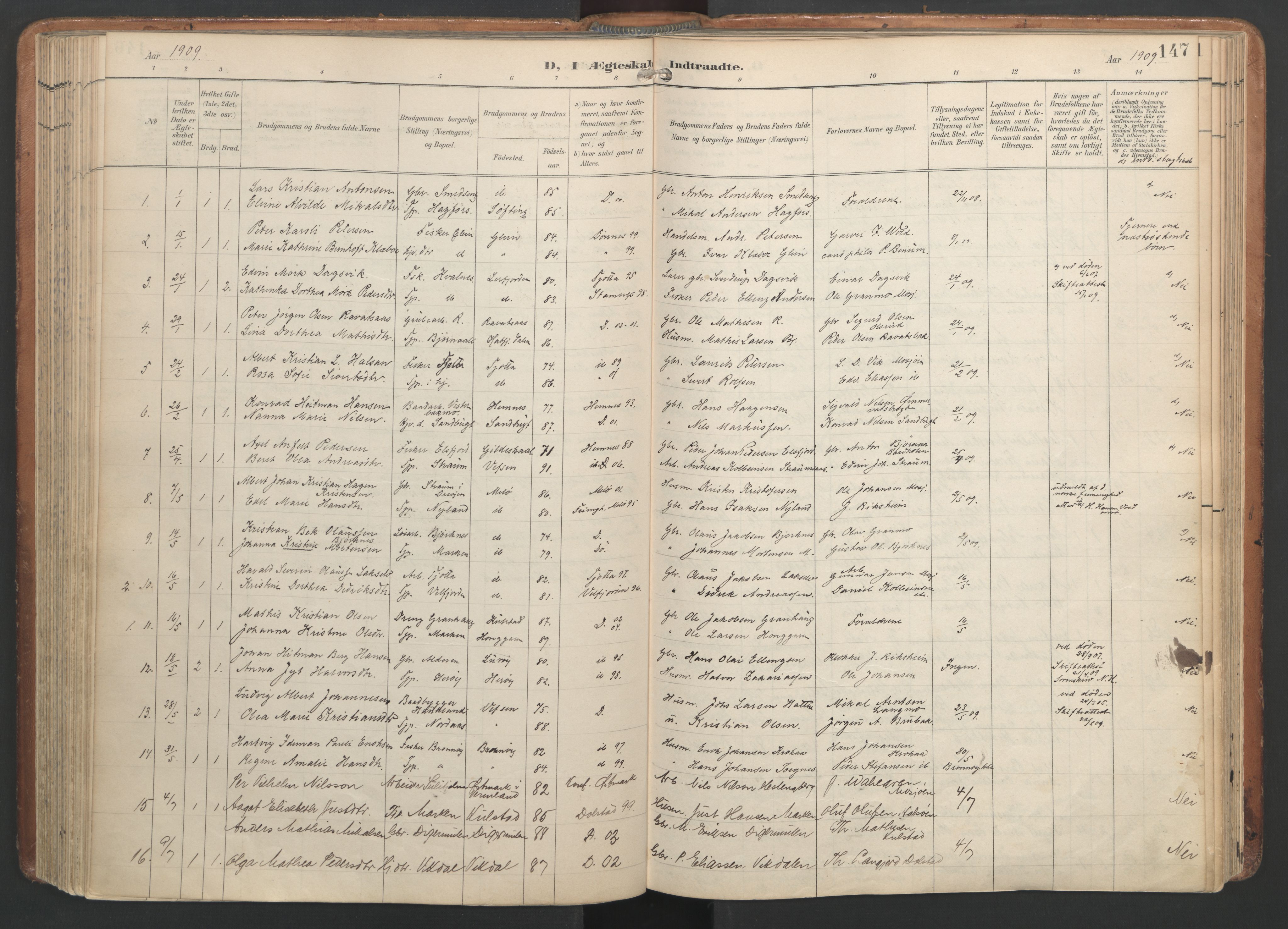 Ministerialprotokoller, klokkerbøker og fødselsregistre - Nordland, AV/SAT-A-1459/820/L0298: Parish register (official) no. 820A19, 1897-1915, p. 147