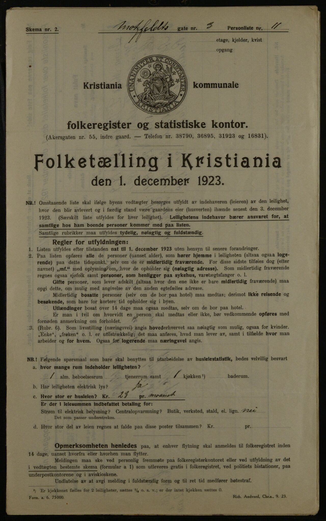 OBA, Municipal Census 1923 for Kristiania, 1923, p. 72855