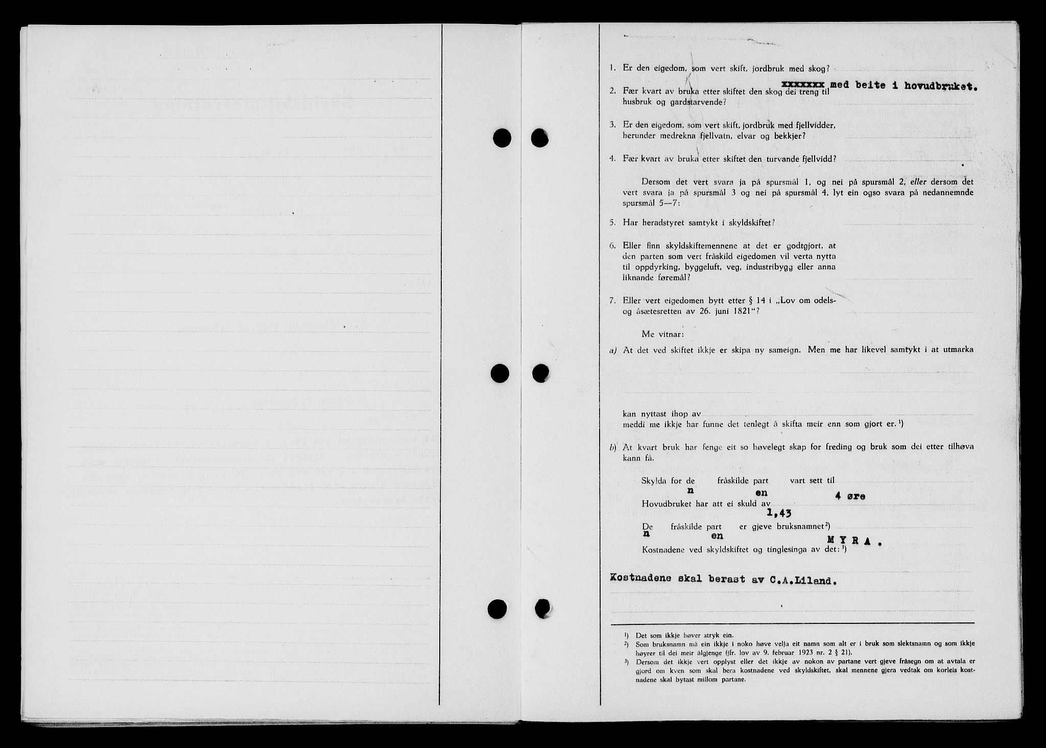 Flekkefjord sorenskriveri, SAK/1221-0001/G/Gb/Gba/L0065: Mortgage book no. A-13, 1949-1949, Diary no: : 1021/1949