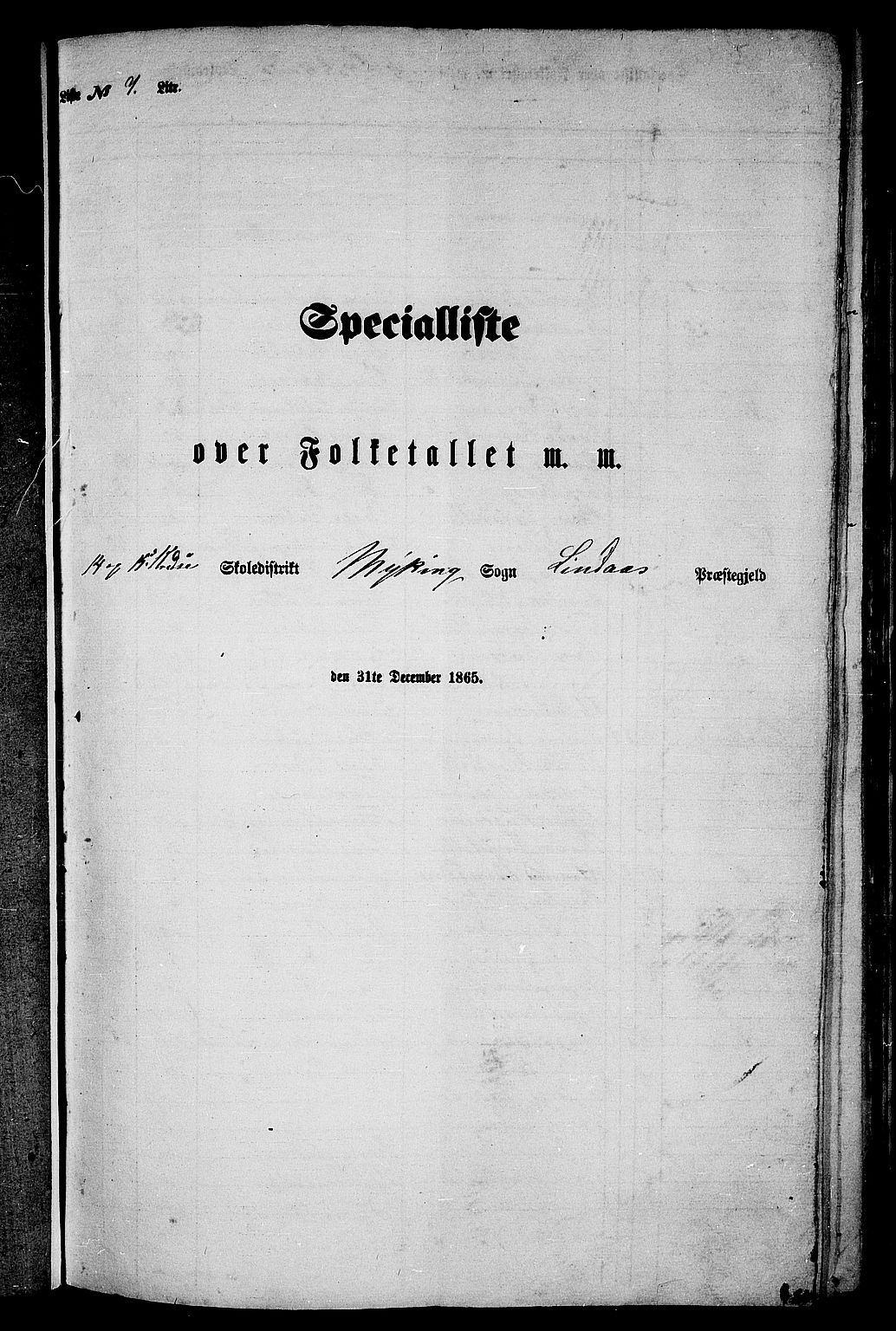 RA, 1865 census for Lindås, 1865, p. 99