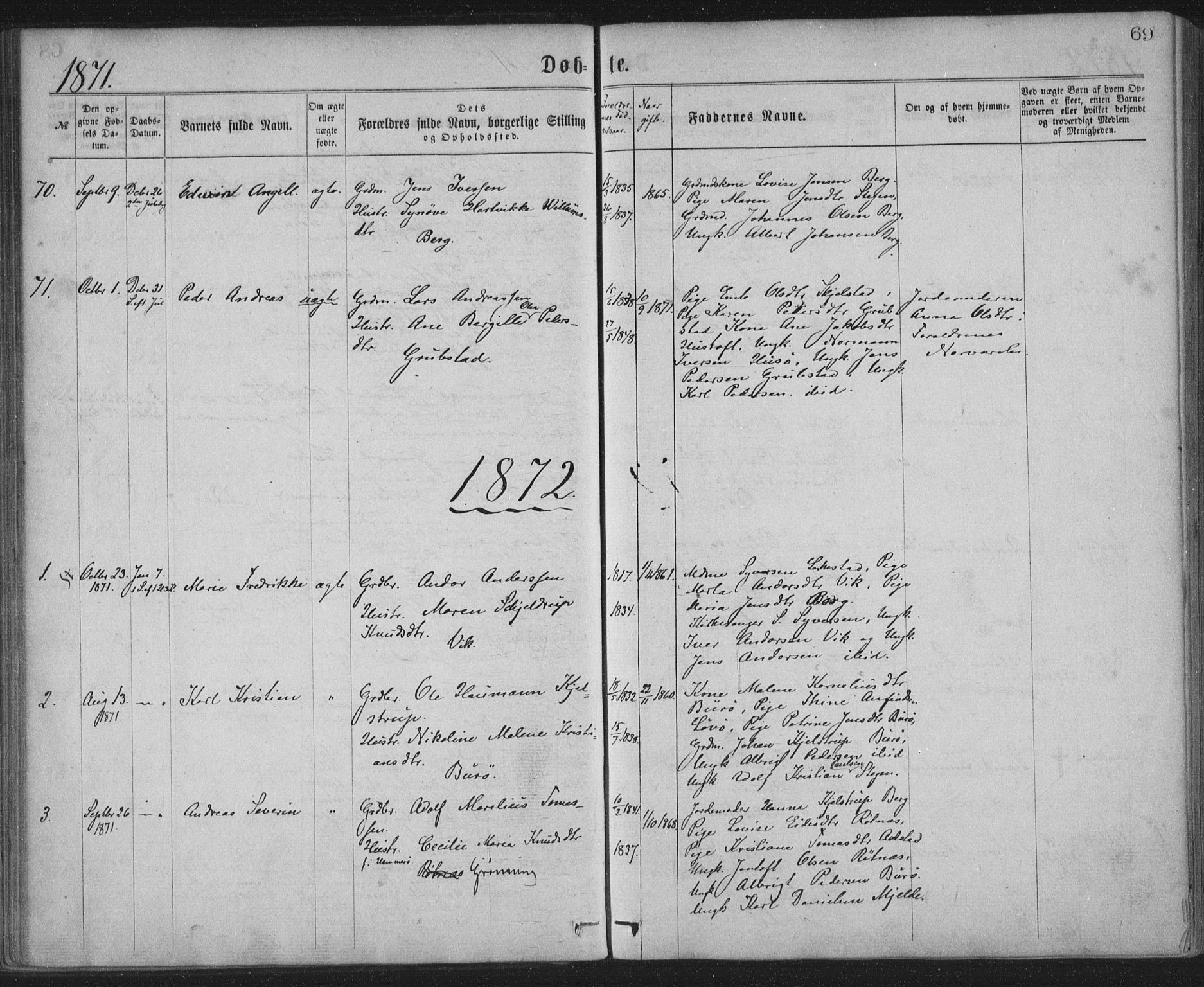 Ministerialprotokoller, klokkerbøker og fødselsregistre - Nordland, AV/SAT-A-1459/855/L0801: Parish register (official) no. 855A09, 1864-1874, p. 69