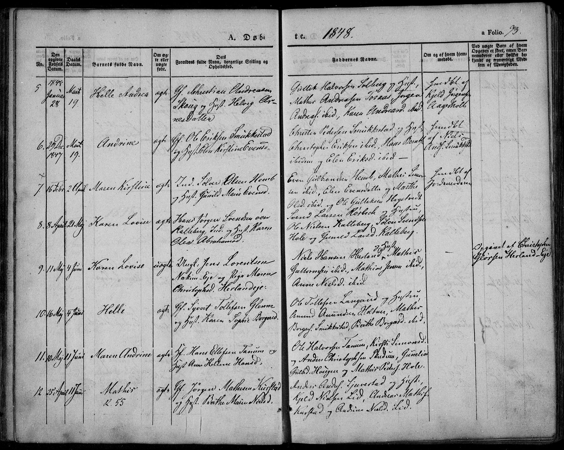 Lardal kirkebøker, SAKO/A-350/F/Fa/L0006: Parish register (official) no. I 6, 1835-1860, p. 73