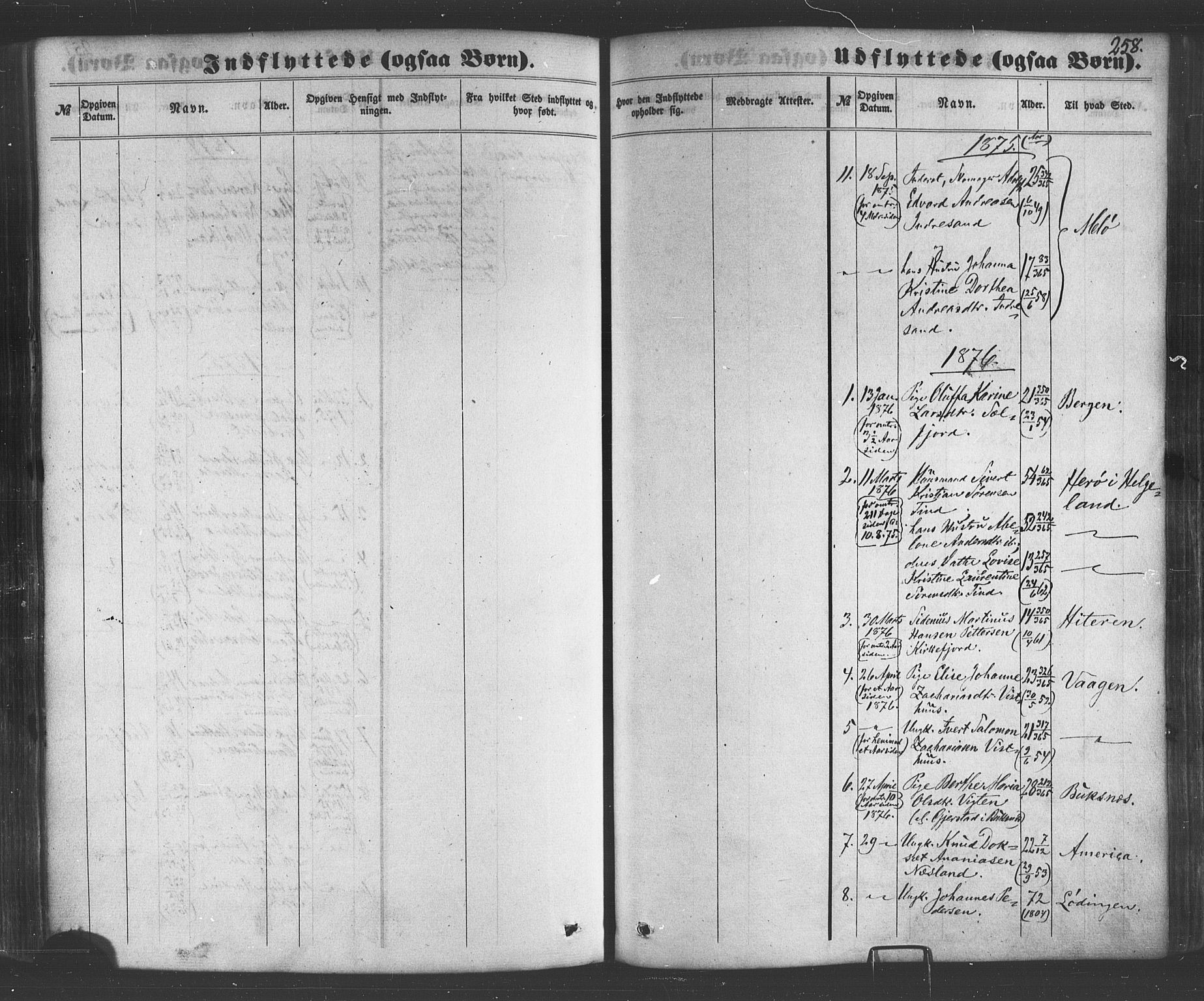 Ministerialprotokoller, klokkerbøker og fødselsregistre - Nordland, AV/SAT-A-1459/885/L1203: Parish register (official) no. 885A04, 1859-1877, p. 258