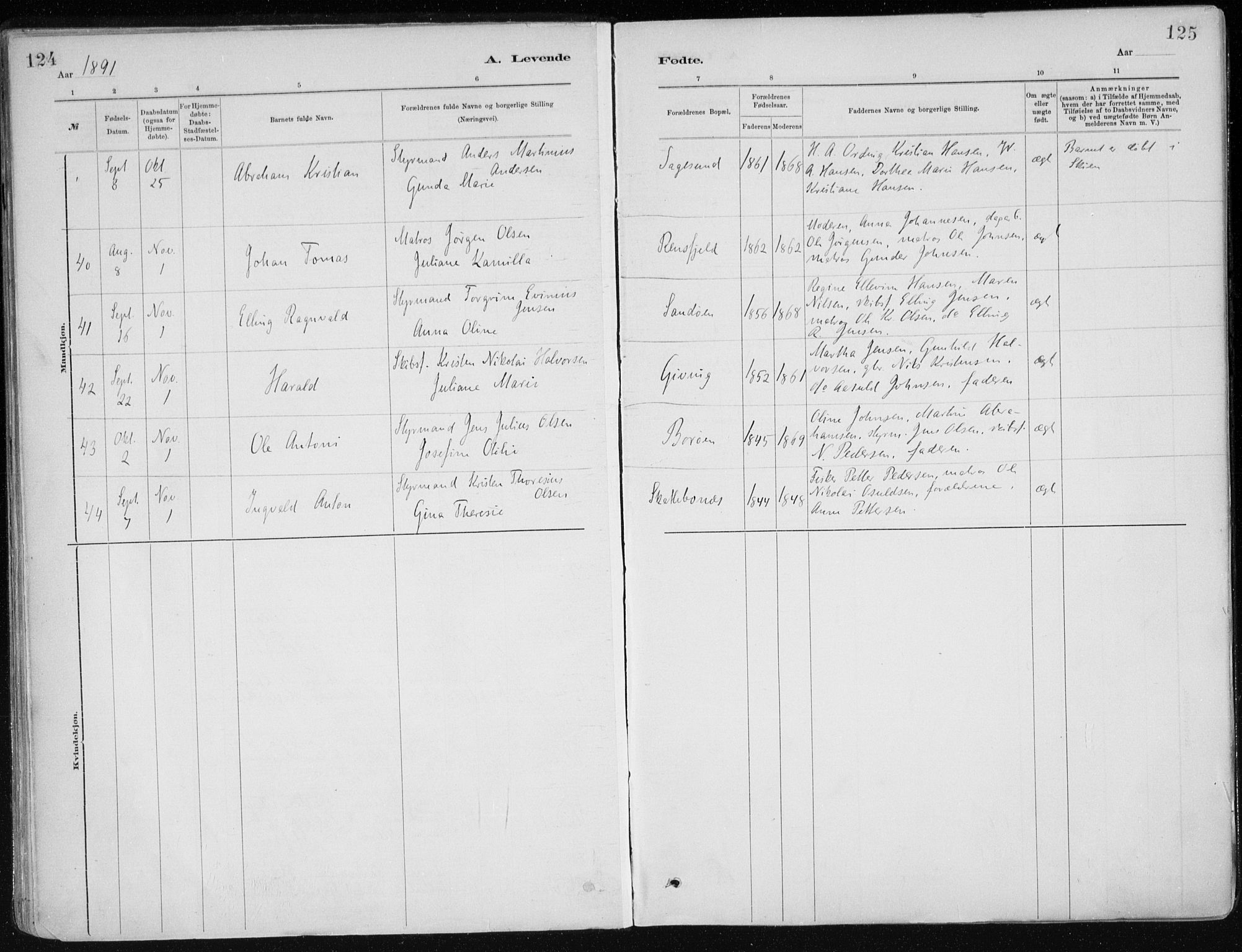 Dypvåg sokneprestkontor, AV/SAK-1111-0007/F/Fa/Faa/L0008: Parish register (official) no. A 8, 1885-1906, p. 124-125