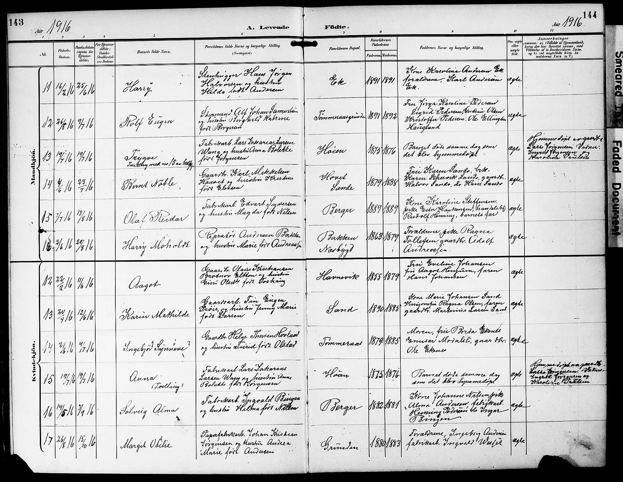 Strømm kirkebøker, AV/SAKO-A-322/G/Ga/L0004: Parish register (copy) no. I 4, 1897-1927, p. 143-144