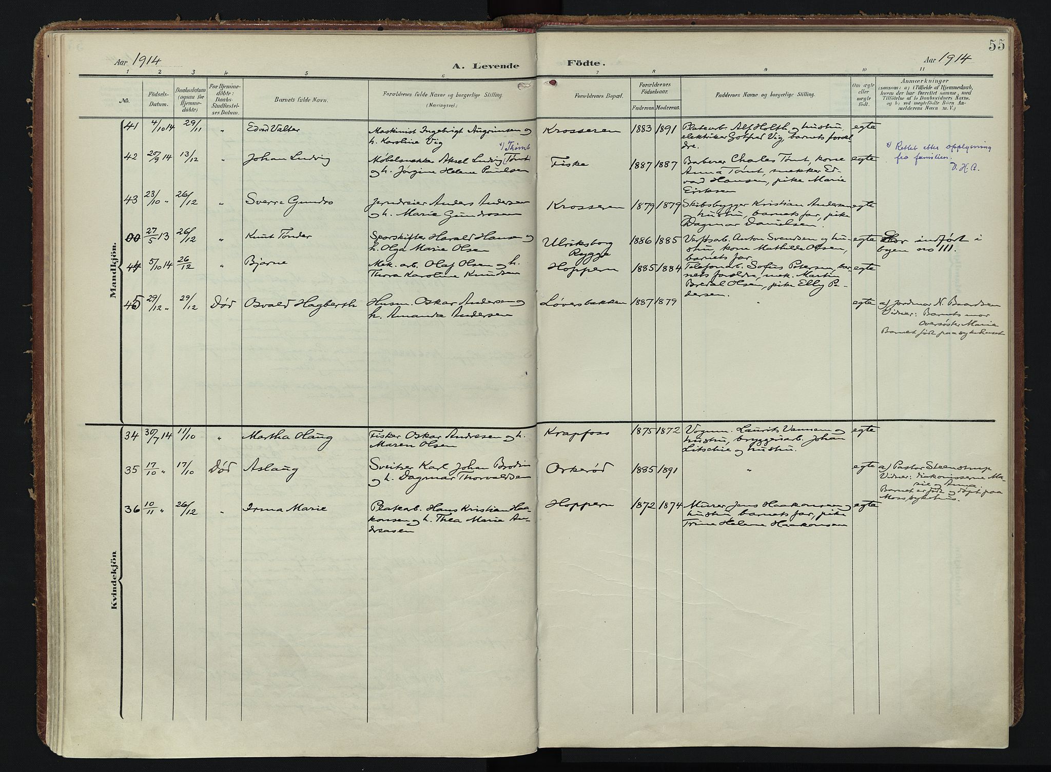 Moss prestekontor Kirkebøker, AV/SAO-A-2003/F/Fc/L0003: Parish register (official) no. III 3, 1906-1914, p. 55