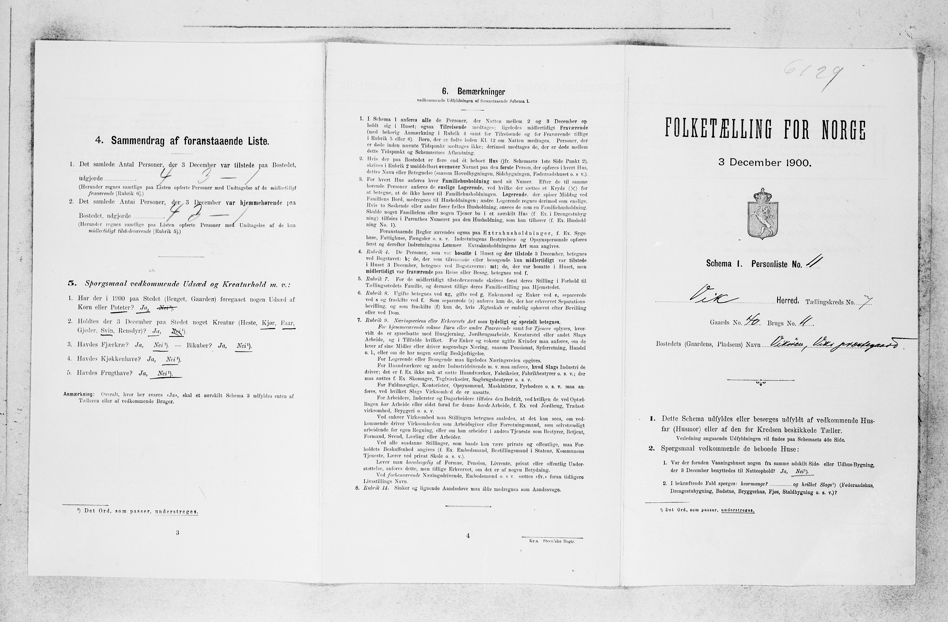 SAB, 1900 census for Vik, 1900, p. 677