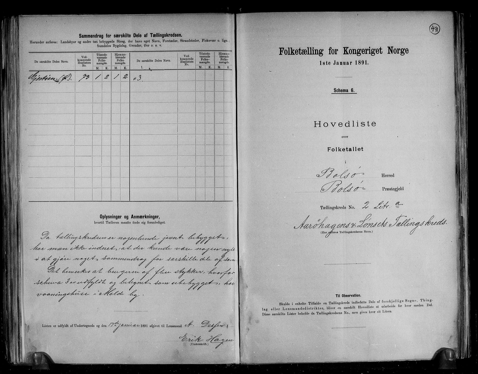 RA, 1891 census for 1544 Bolsøy, 1891, p. 9